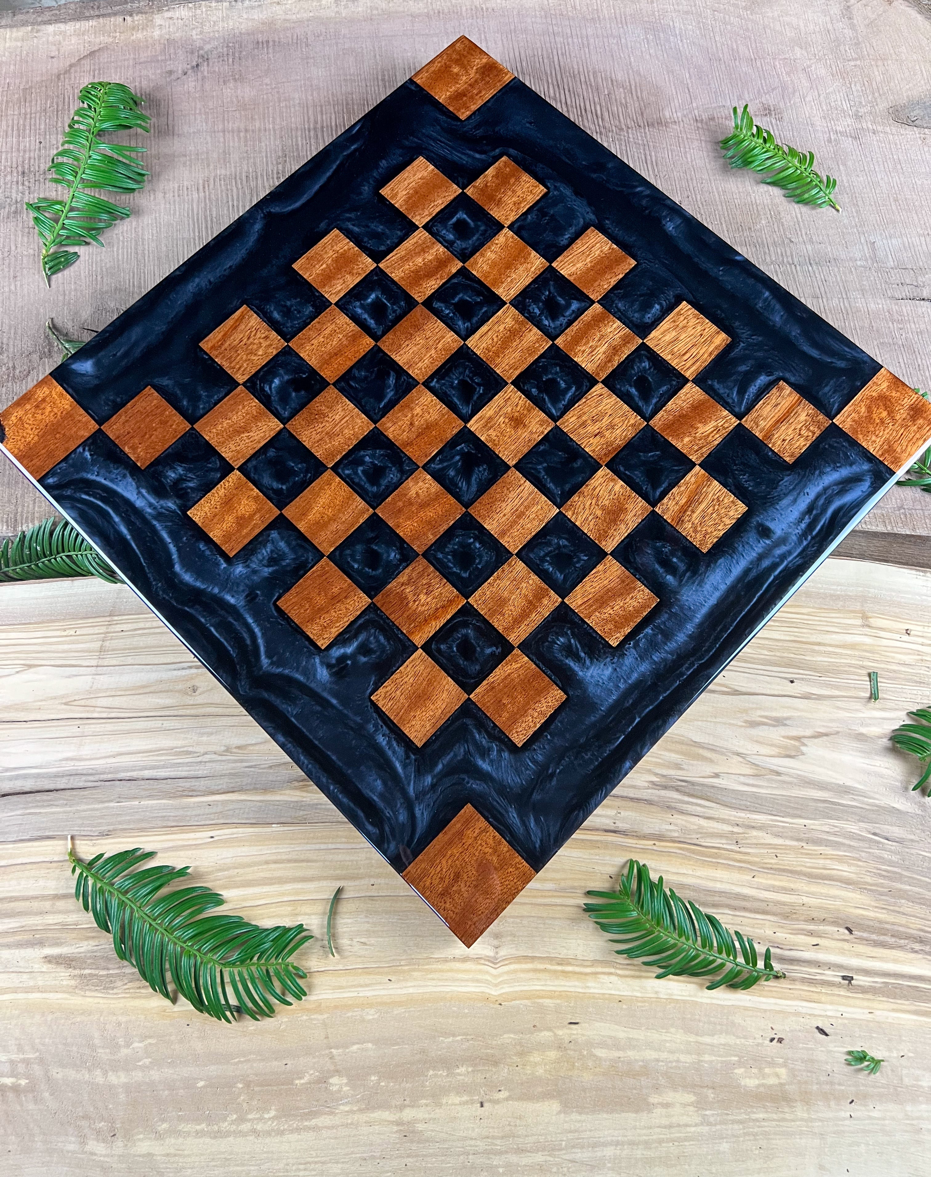 Exotic Brazilian Sipo Black Onyx Chess Board