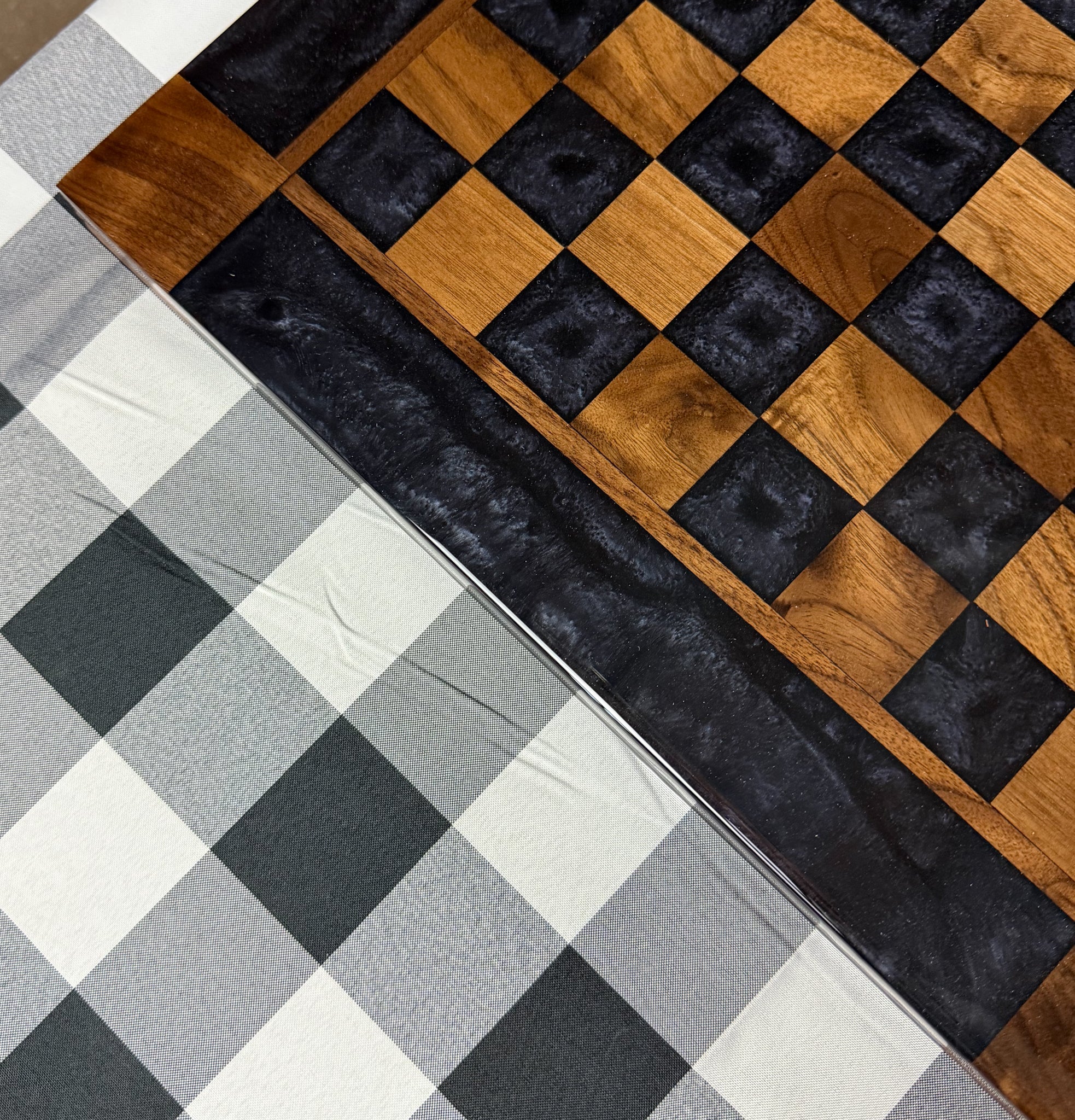 Black Onyx Walnut Chess Board (Glass Chess Set Included)