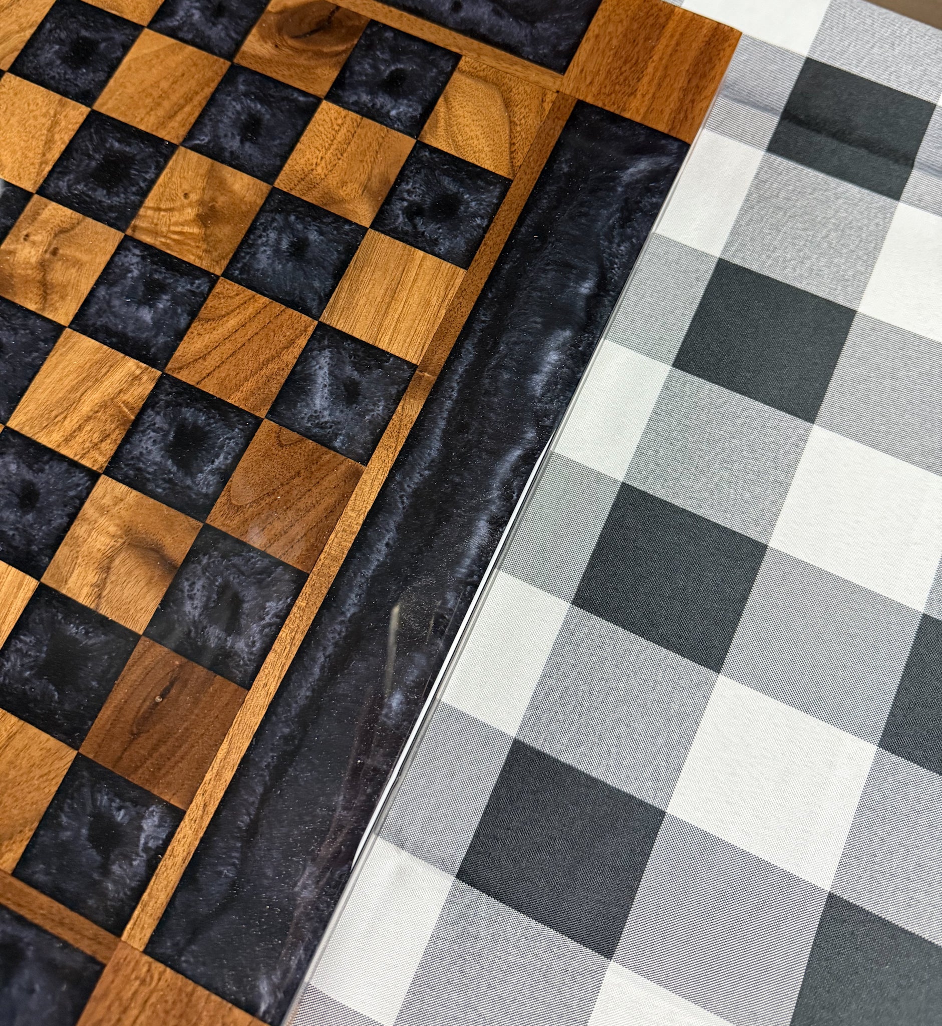 Black Onyx Walnut Chess Board (Glass Chess Set Included)