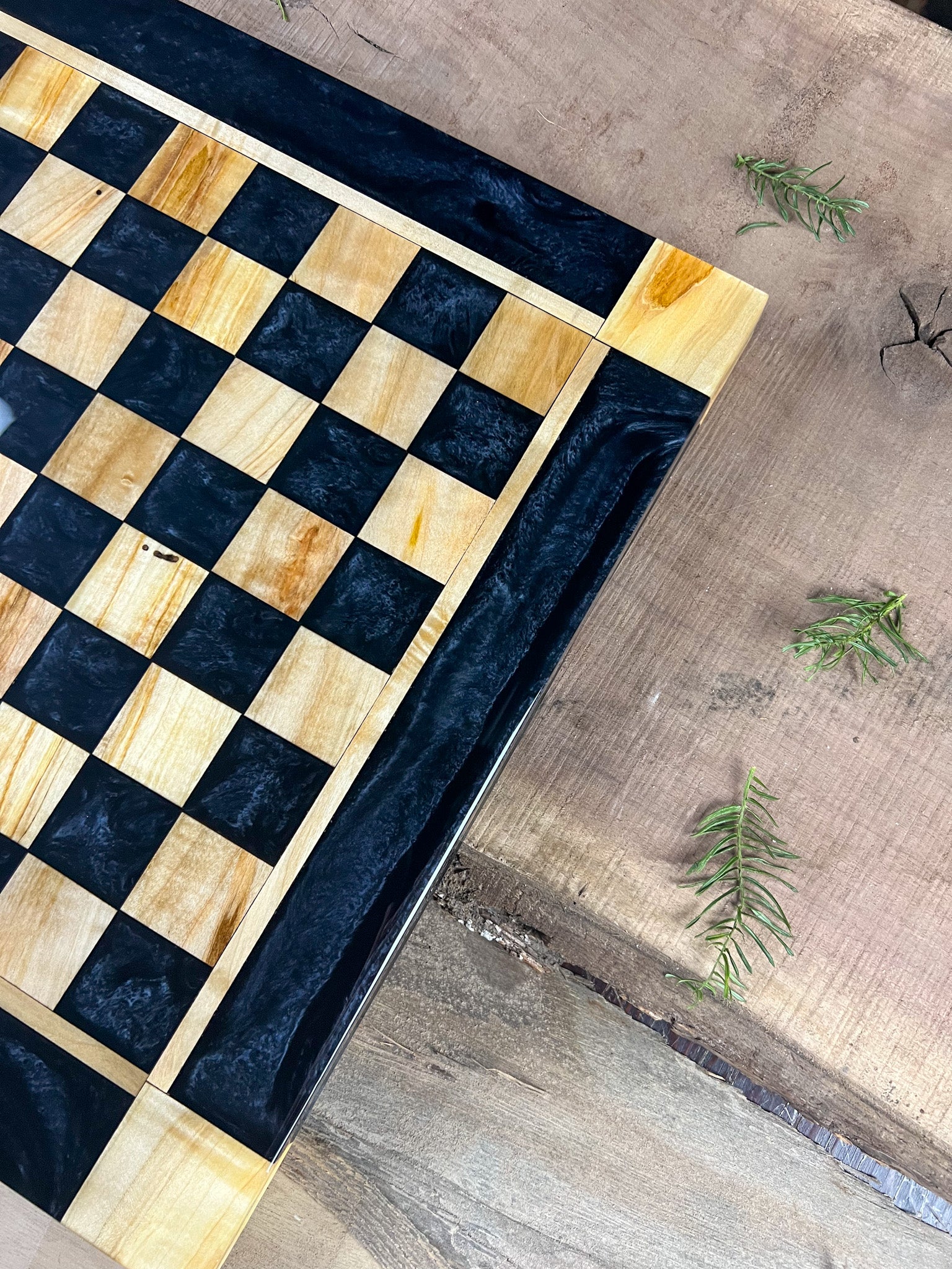 Black Onyx Maple Wood Chess Board (Glass Chess Set Included)