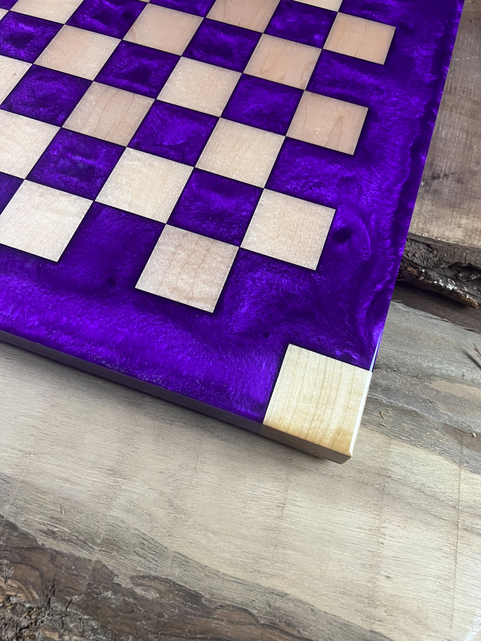 Purple Haze Maple Wood Chess Board (Glass Chess Set Included)