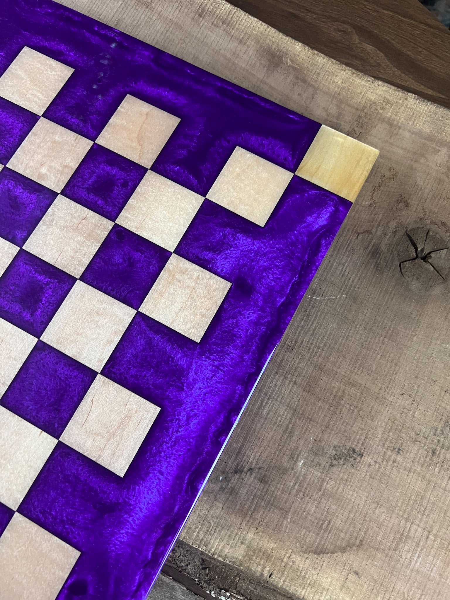 Purple Haze Maple Wood Chess Board (Glass Chess Set Included)