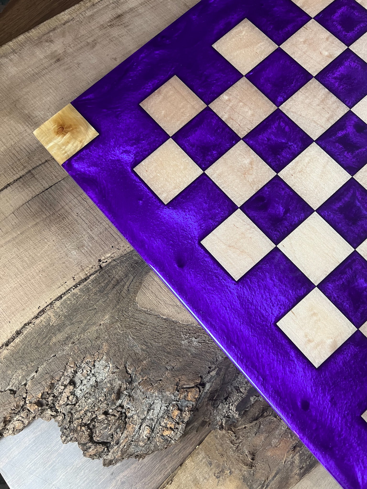 Purple Haze Maple Wood Chess Board (Glass Chess Set Included)
