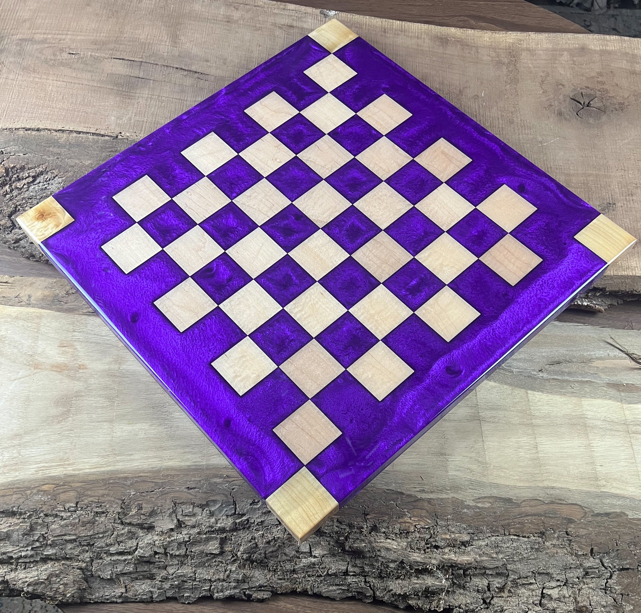 Purple Haze Maple Wood Chess Board (Glass Chess Set Included)