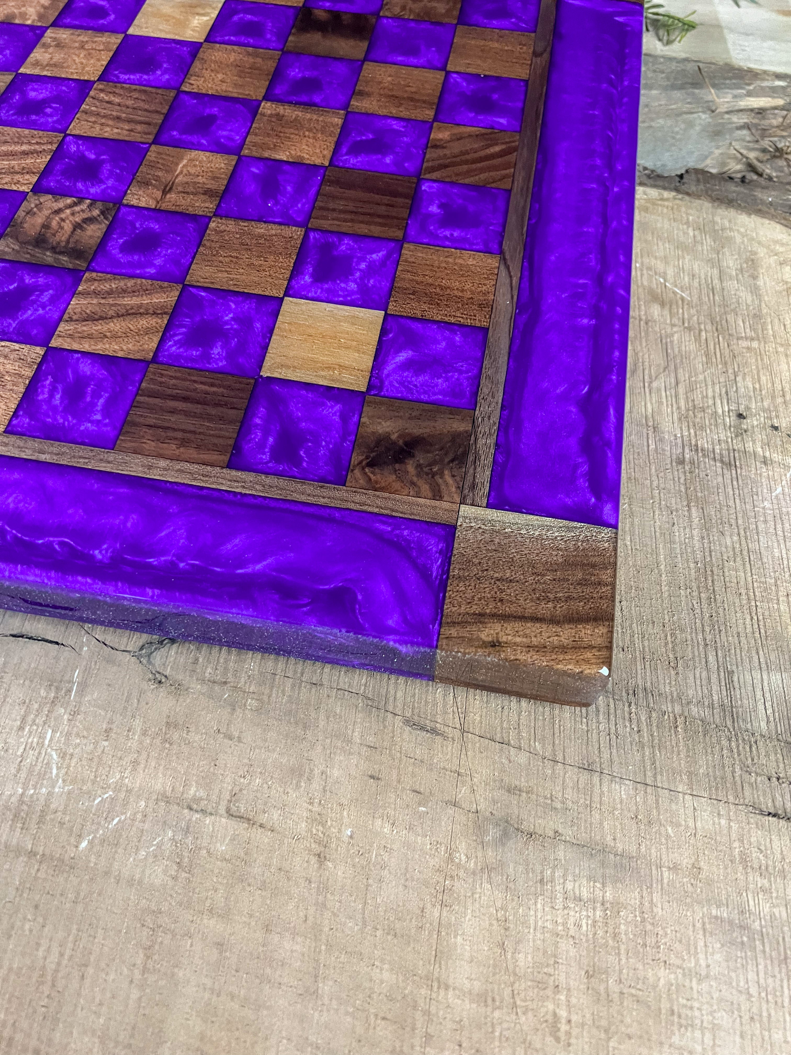 Purple Haze Black Walnut Chess Board (Glass Chess Set Included)