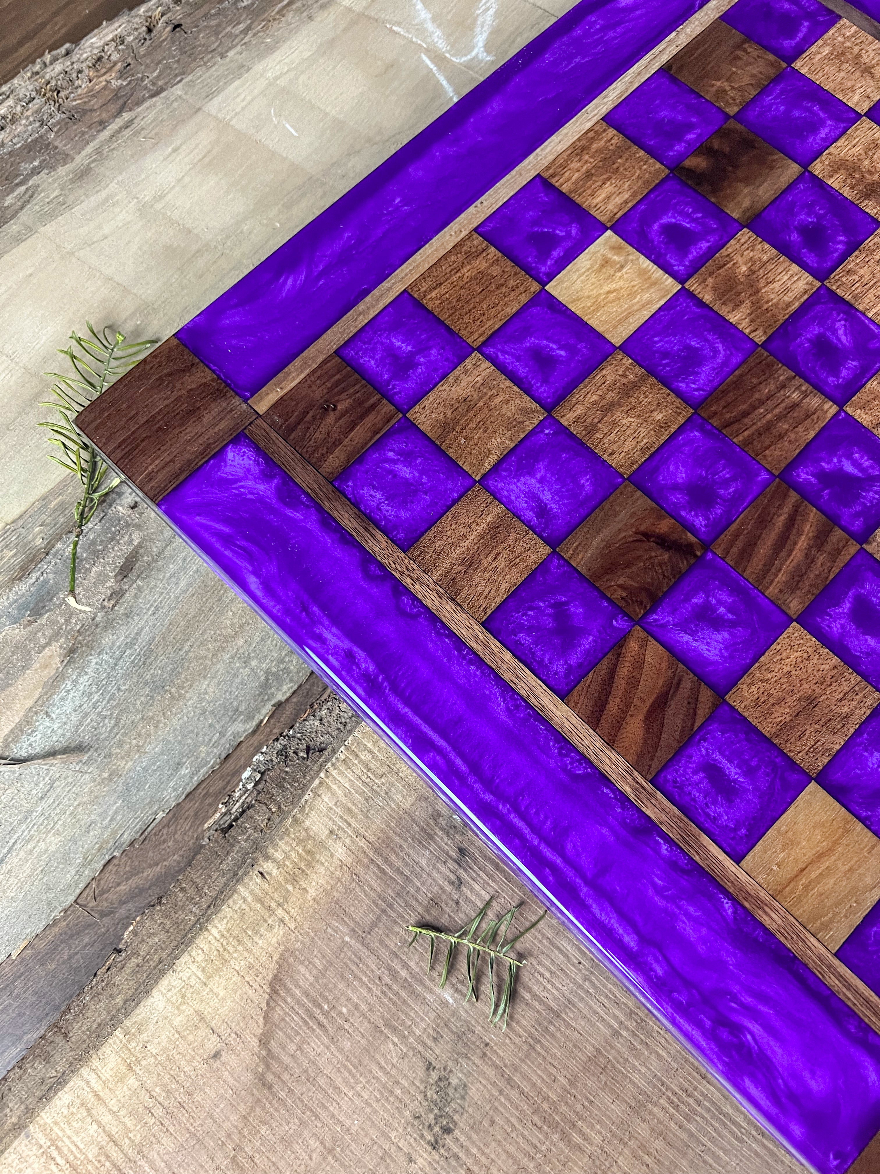 Purple Haze Black Walnut Chess Board (Glass Chess Set Included)