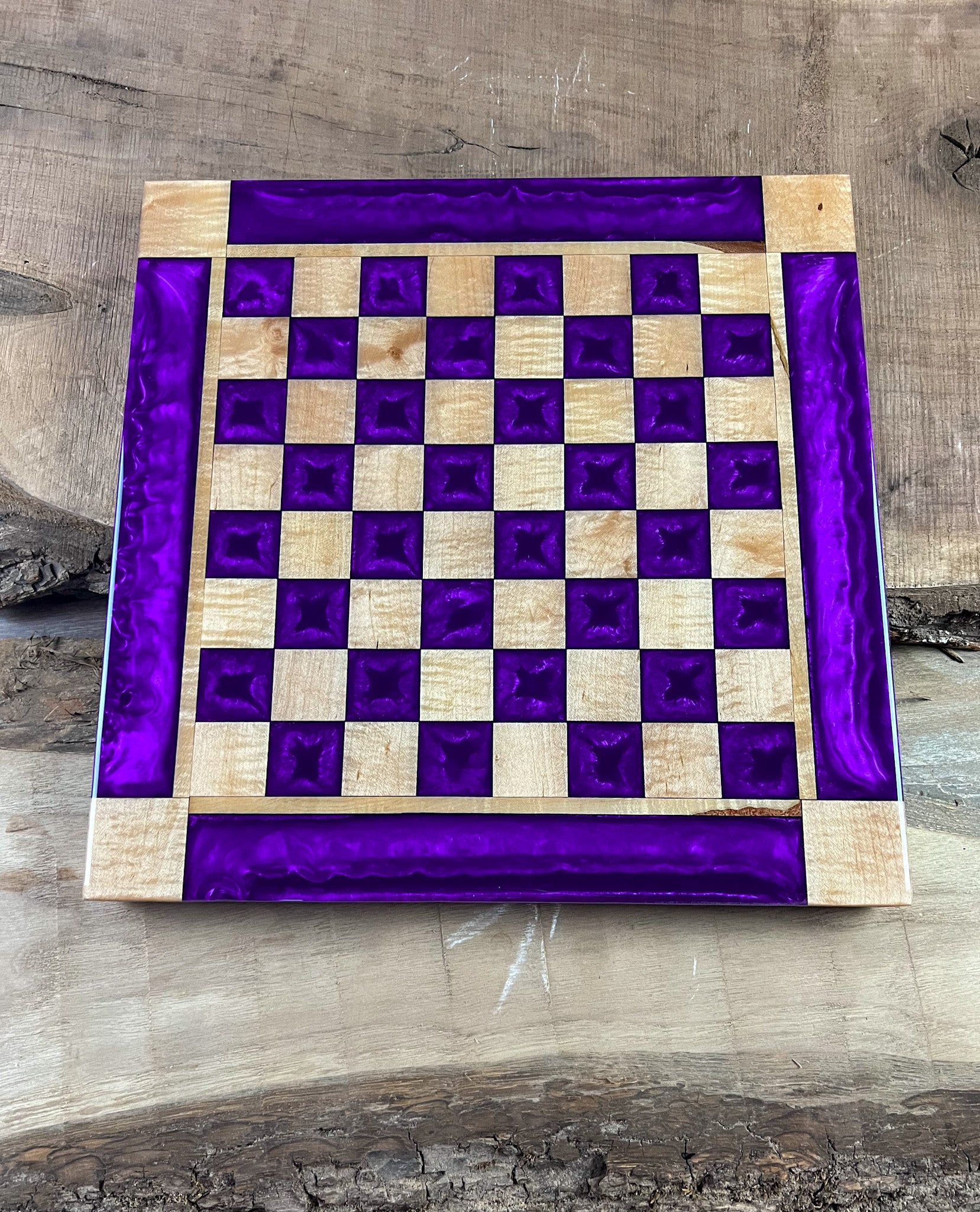 Purple Haze Maple Wood Chess Board (With Border)