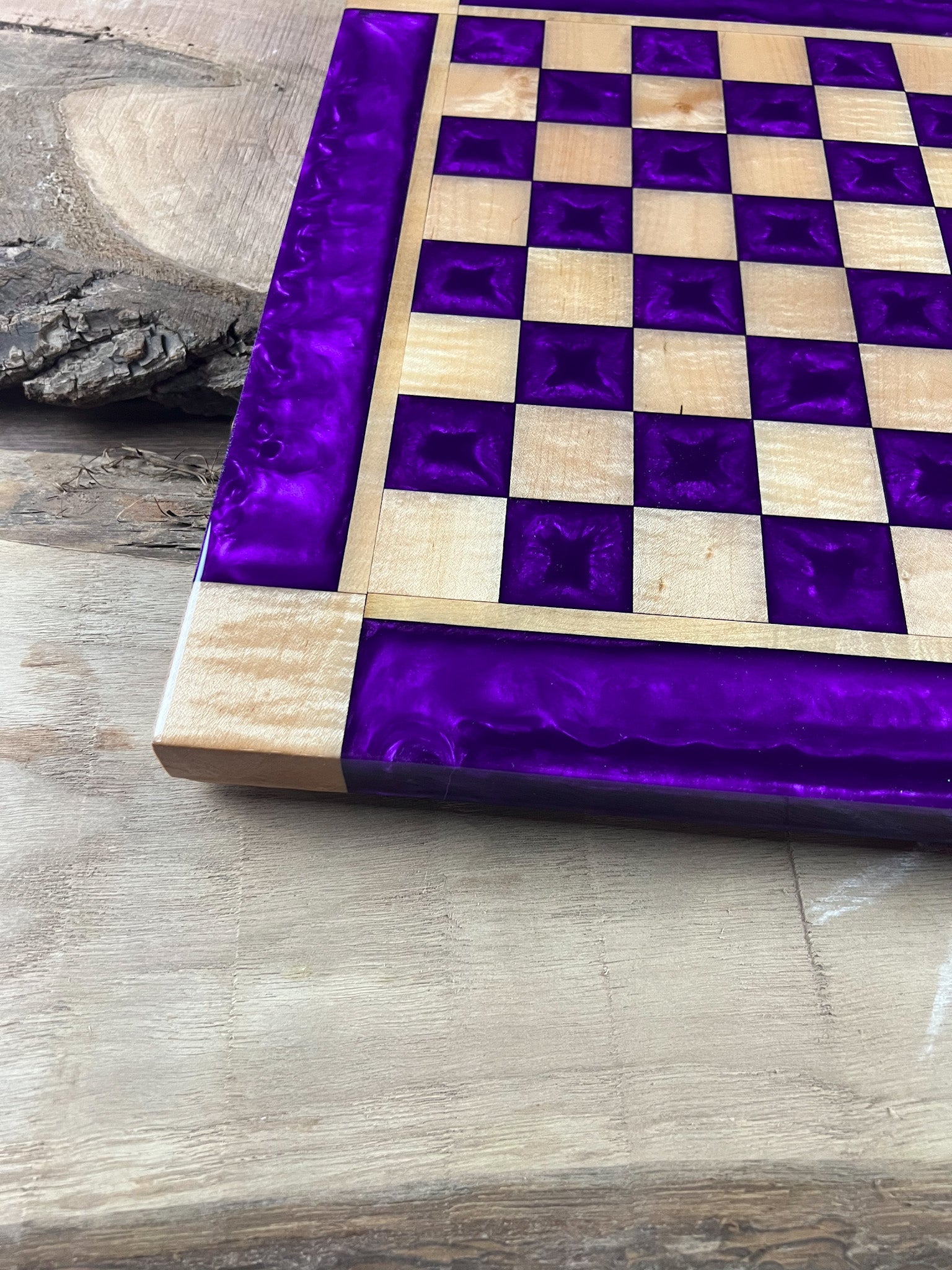 Purple Haze Maple Wood Chess Board (With Border)