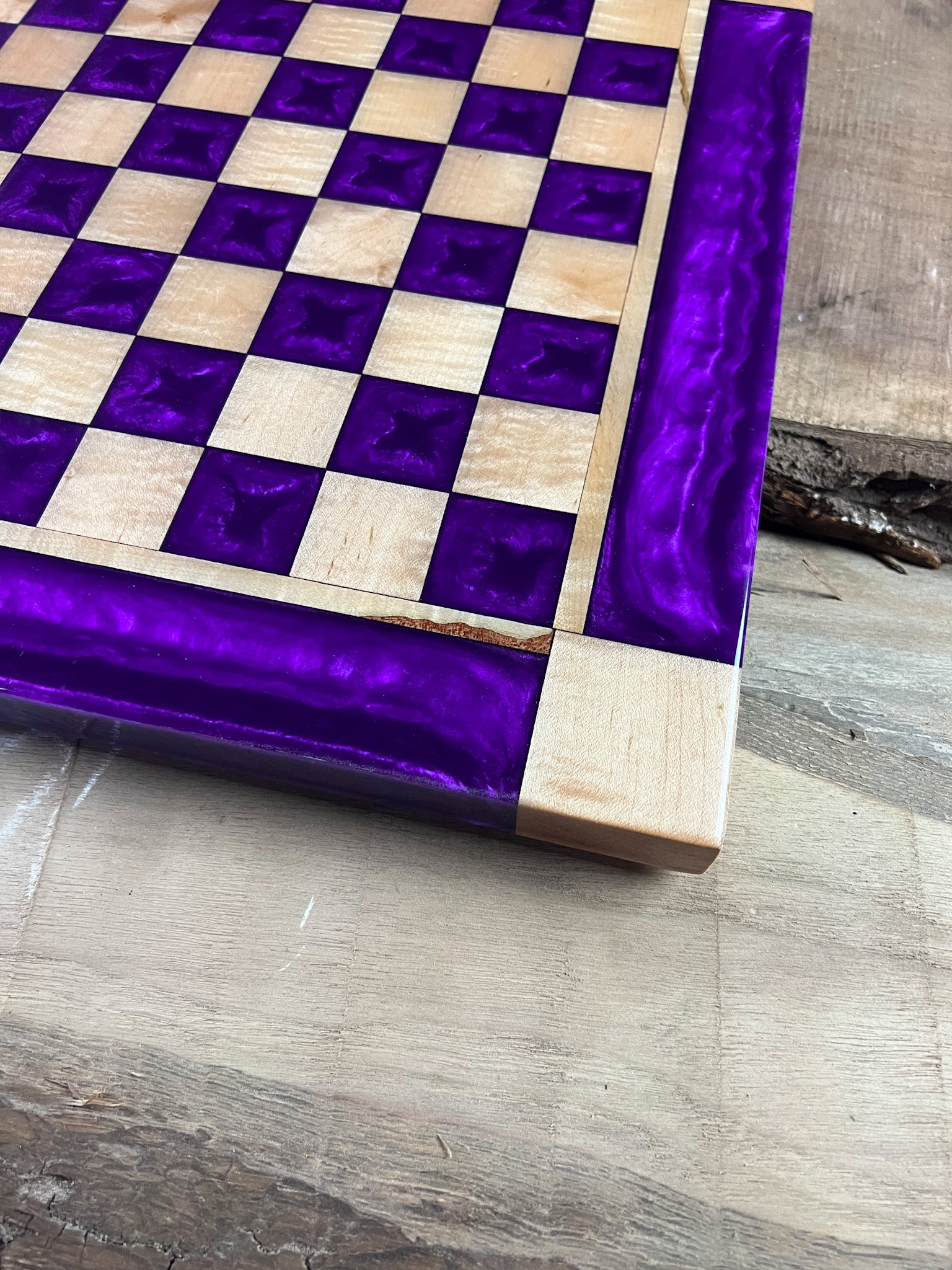 Purple Haze Maple Wood Chess Board (Glass Chess Set Included)