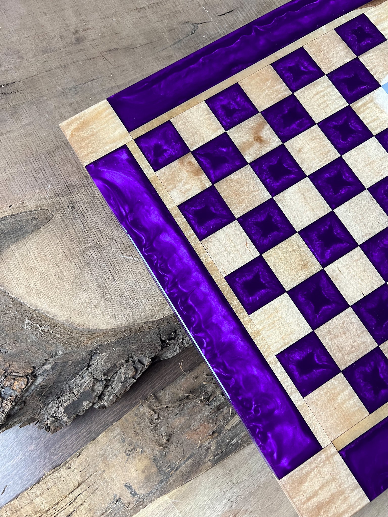 Purple Haze Maple Wood Chess Board (Glass Chess Set Included)