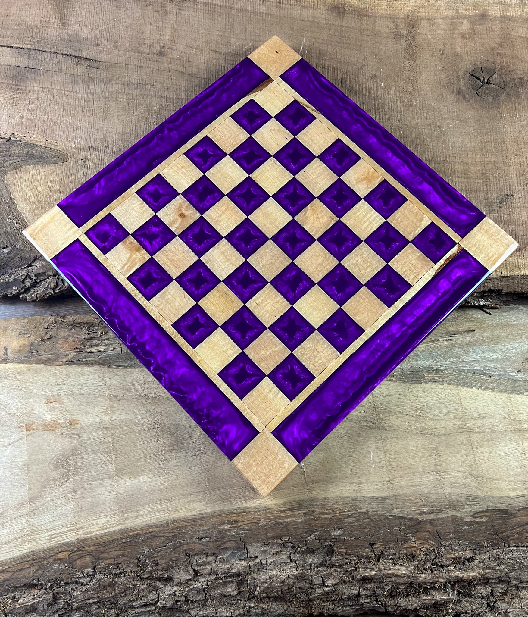 Purple Haze Maple Wood Chess Board (Glass Chess Set Included)