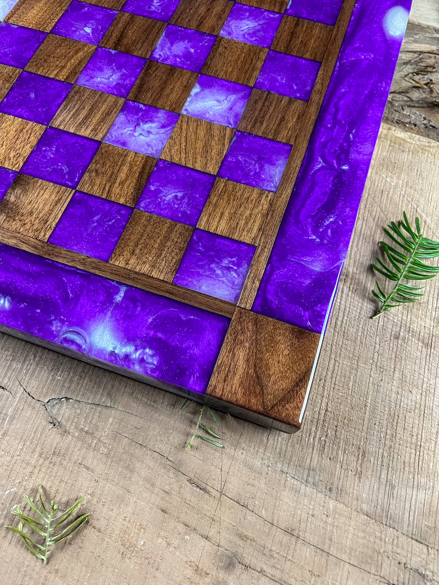 Purple Haze Pearl White Walnut Chess Board (With Border)