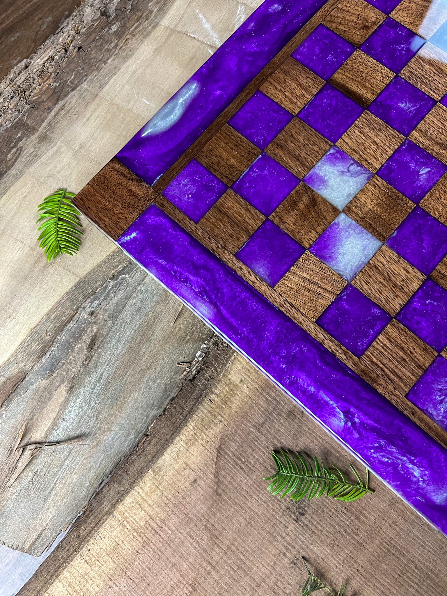 Purple Haze Pearl White Walnut Chess Board (With Border)