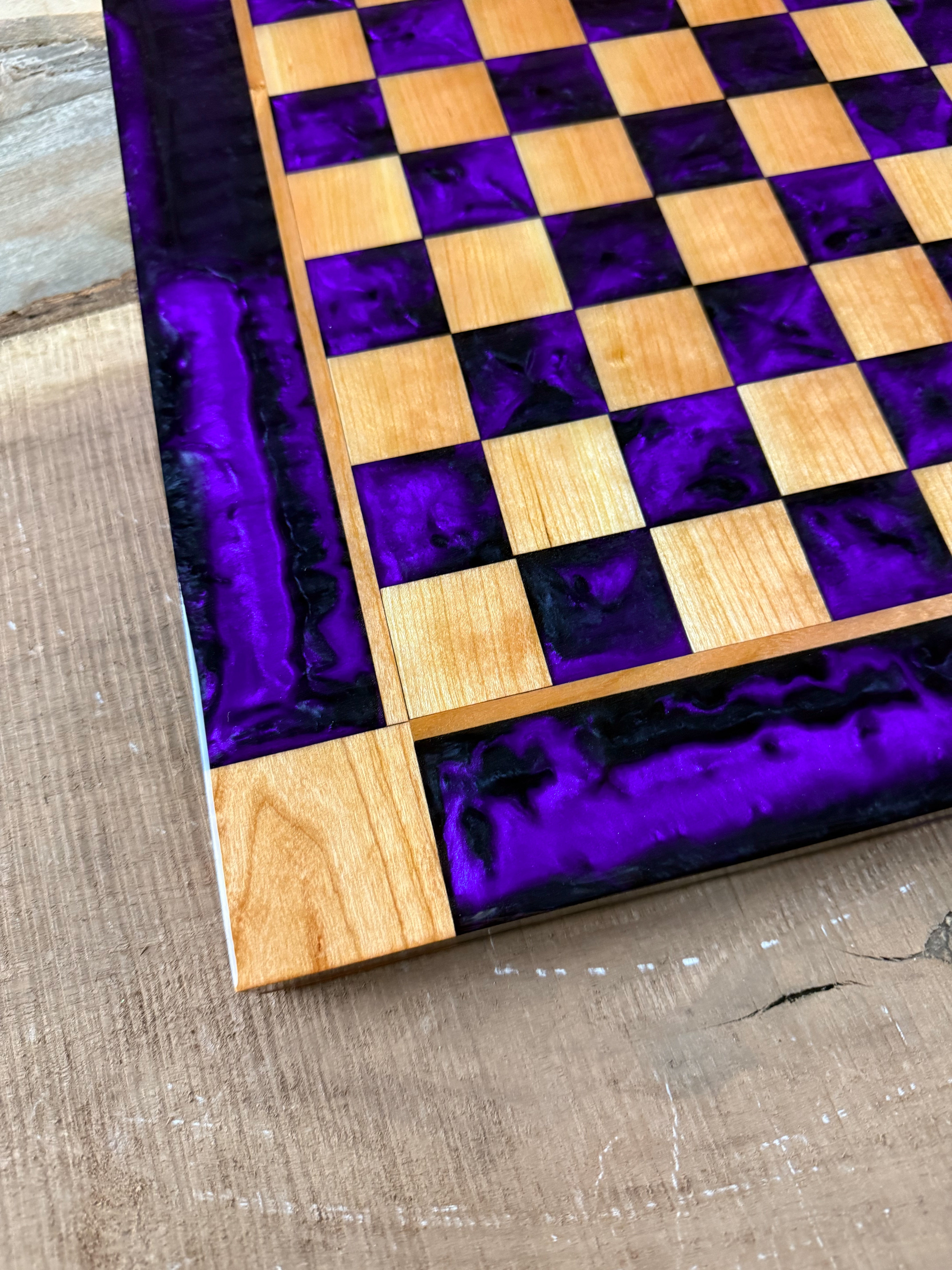 Purple Haze/Black Onyx Cherry Wood Chess/Checker Board