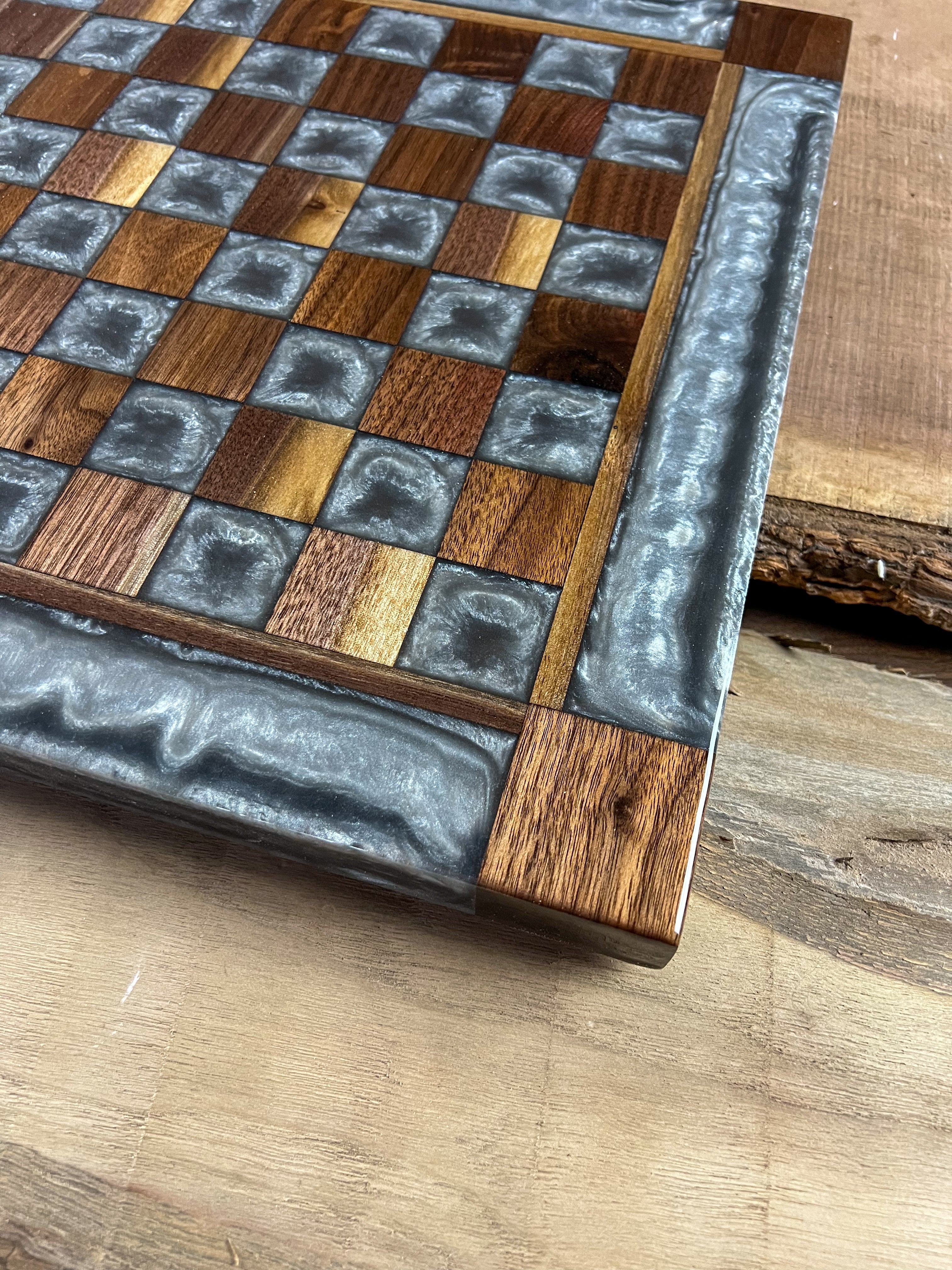 Silver Cloud Walnut Chess Board (Glass Chess Set Included)