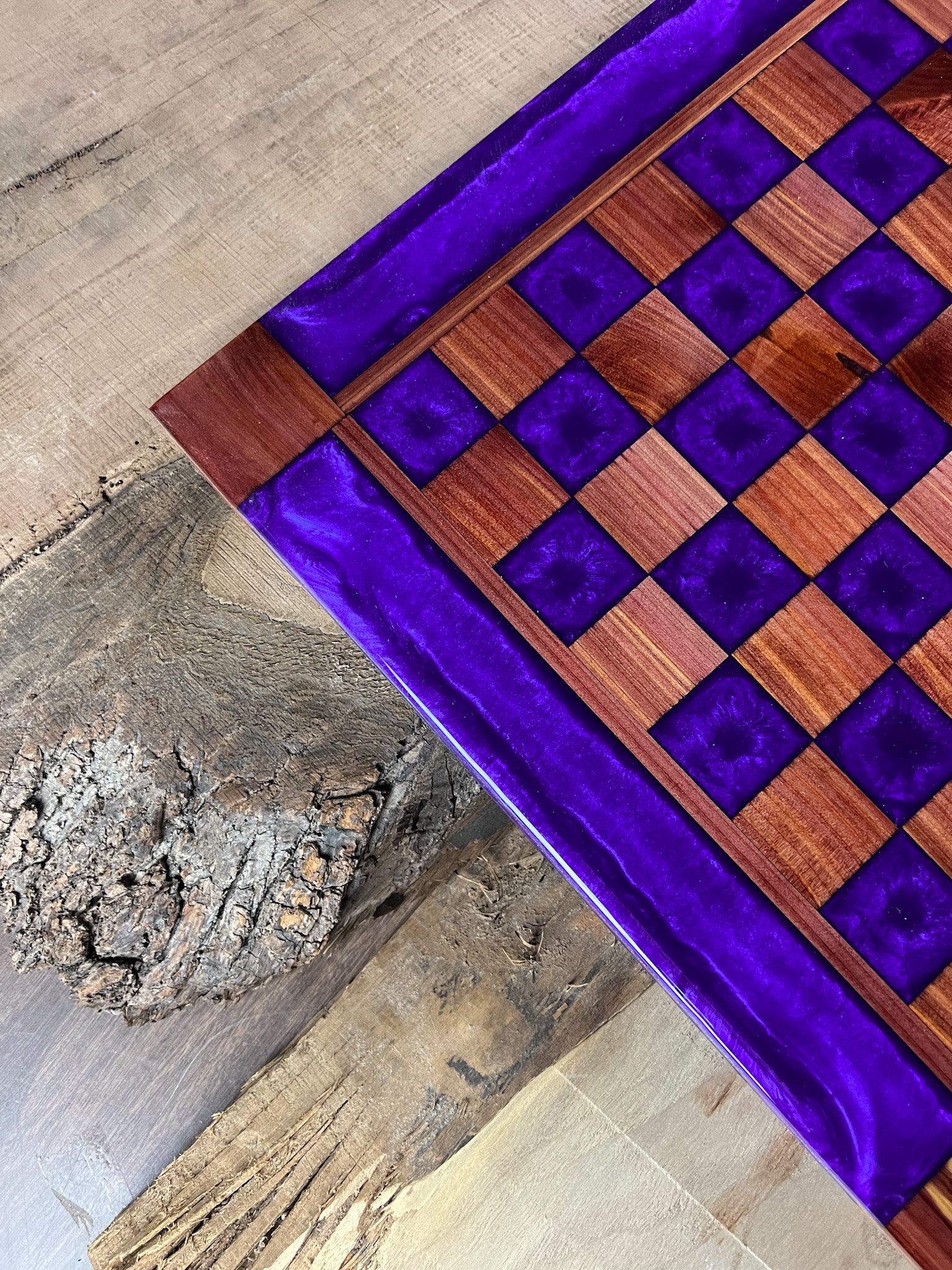 Purple Haze Cedar Wood Chess Board (Glass Chess Set Included)