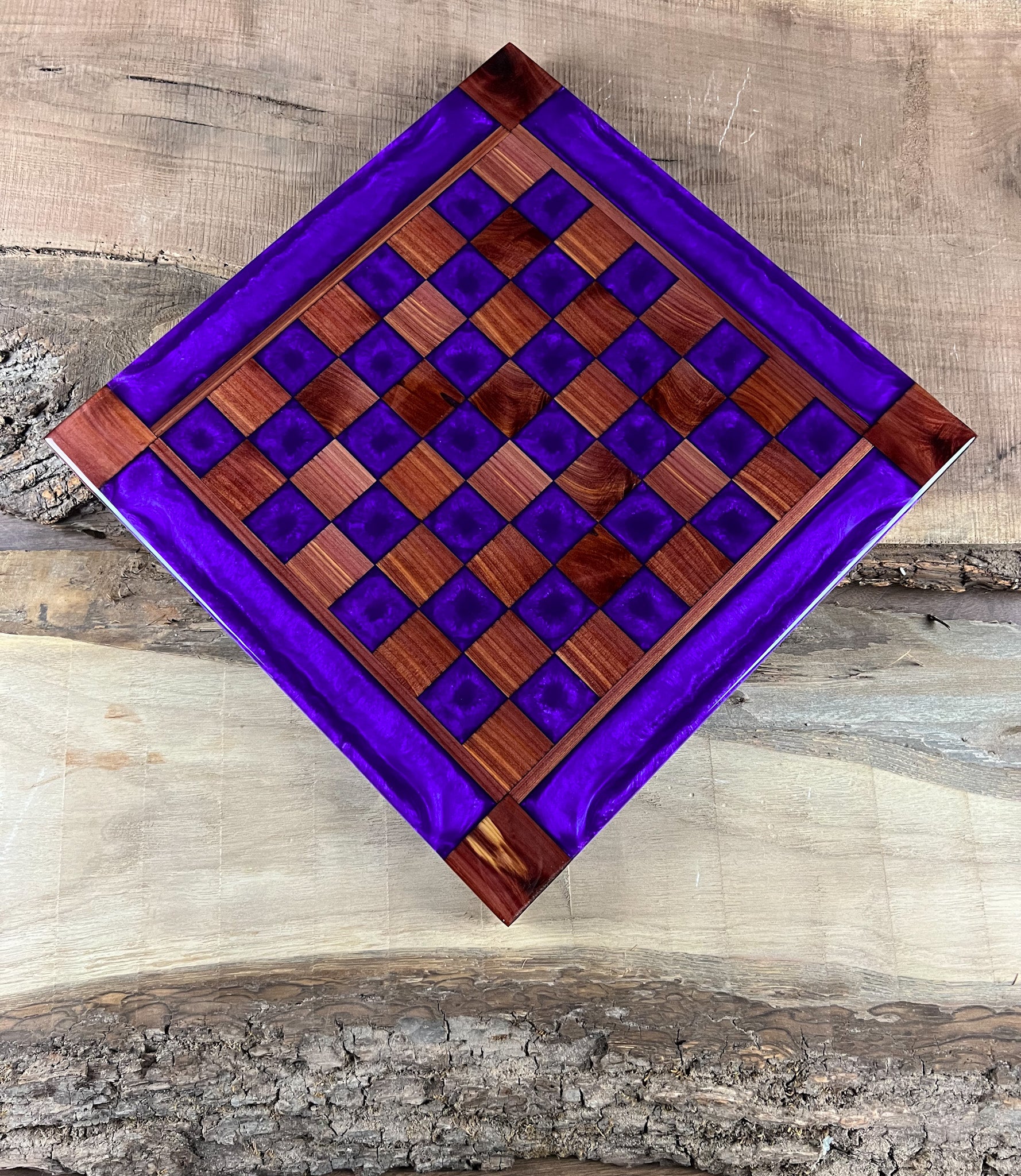 Purple Haze Cedar Wood Chess Board (Glass Chess Set Included)