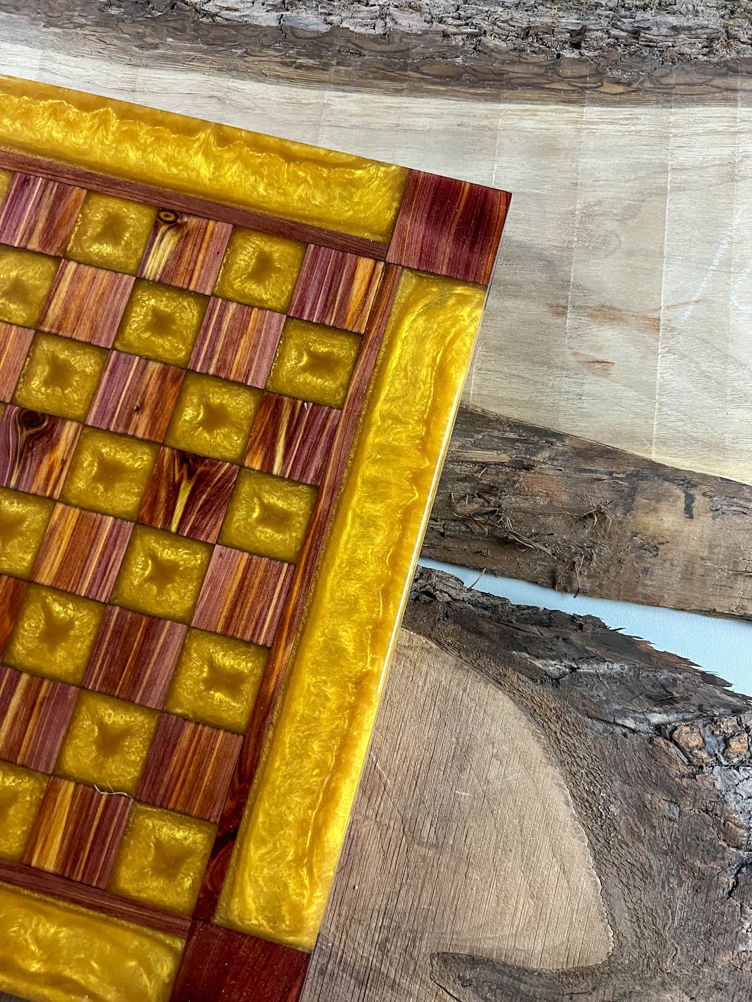 Pure Gold Cedar Chess Board (Glass Chess Set Included)