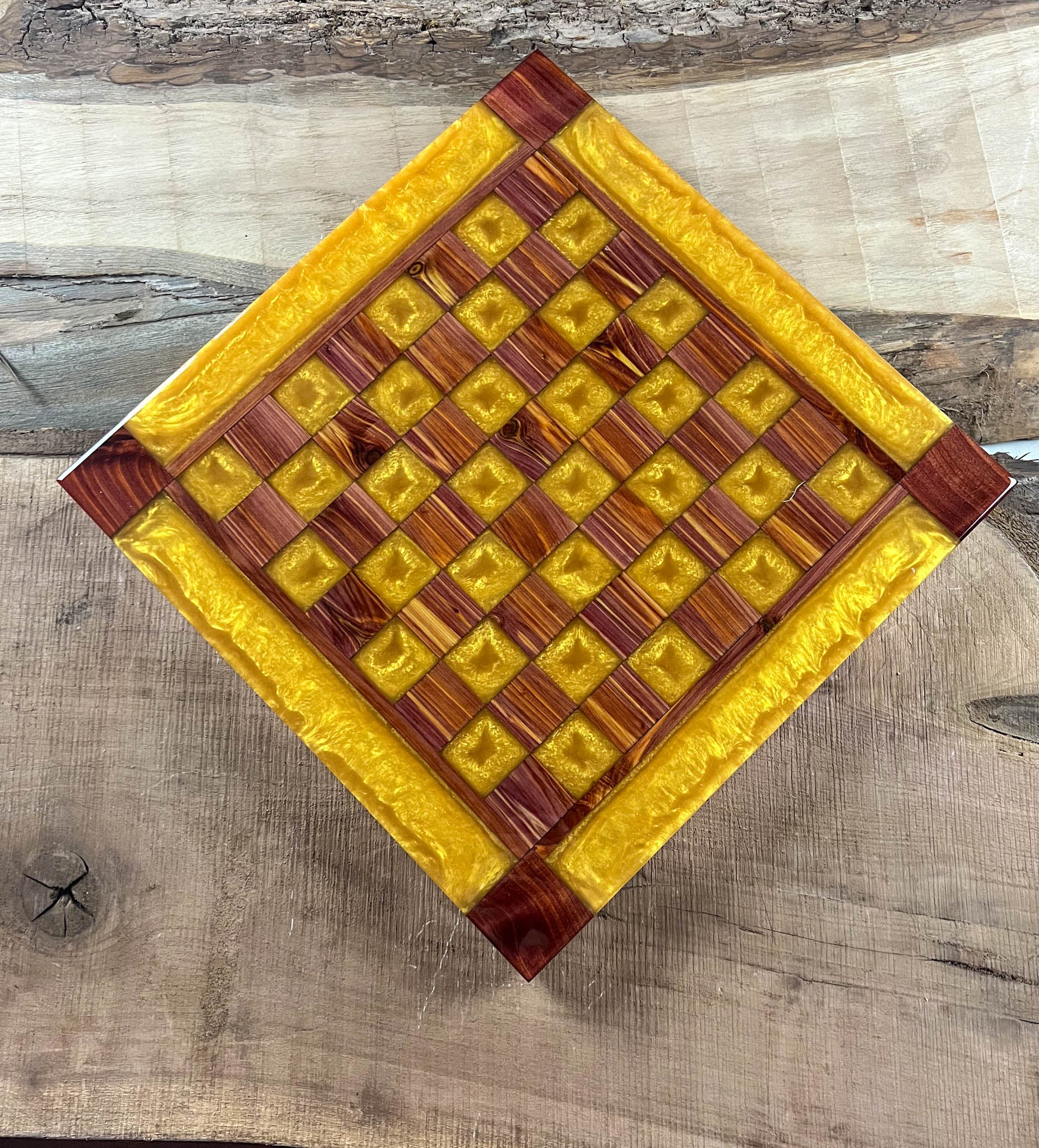 Pure Gold Cedar Chess Board (Glass Chess Set Included)
