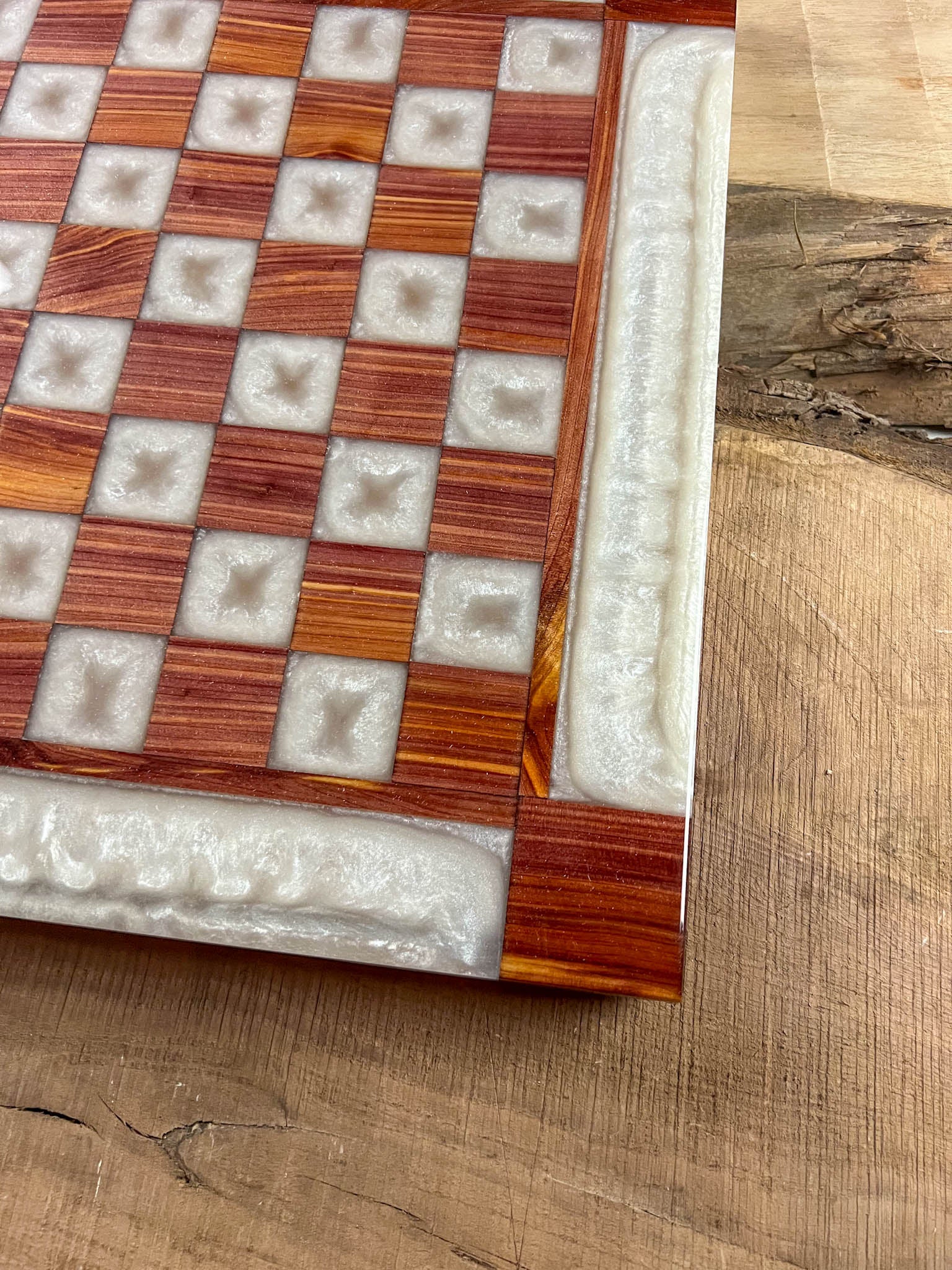 Pure Pearl White Cedar Chess Board (Glass Chess Set Included)