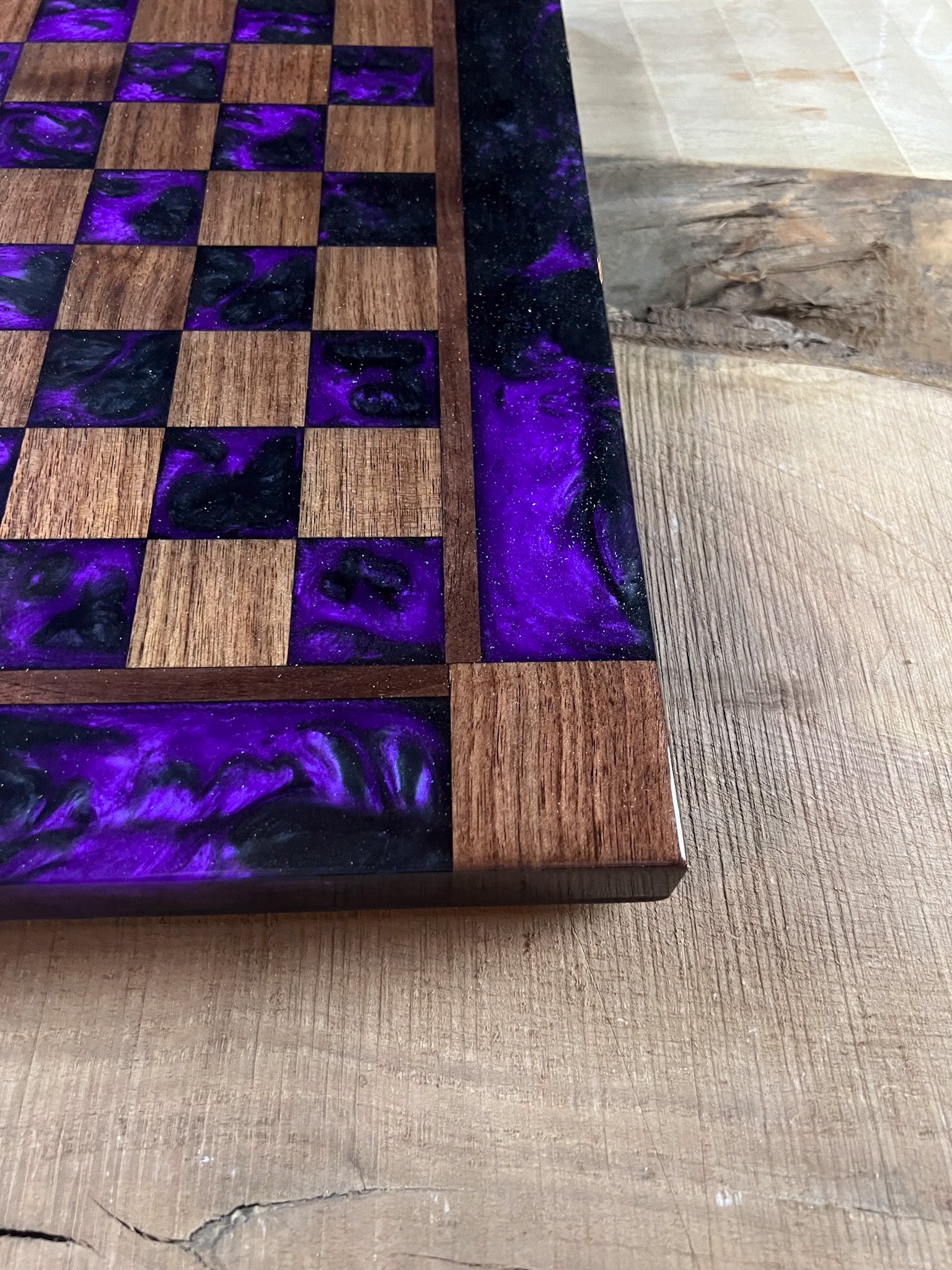 Black Onyx Purple Haze Walnut Chess Board (Glass Chess Set Included)