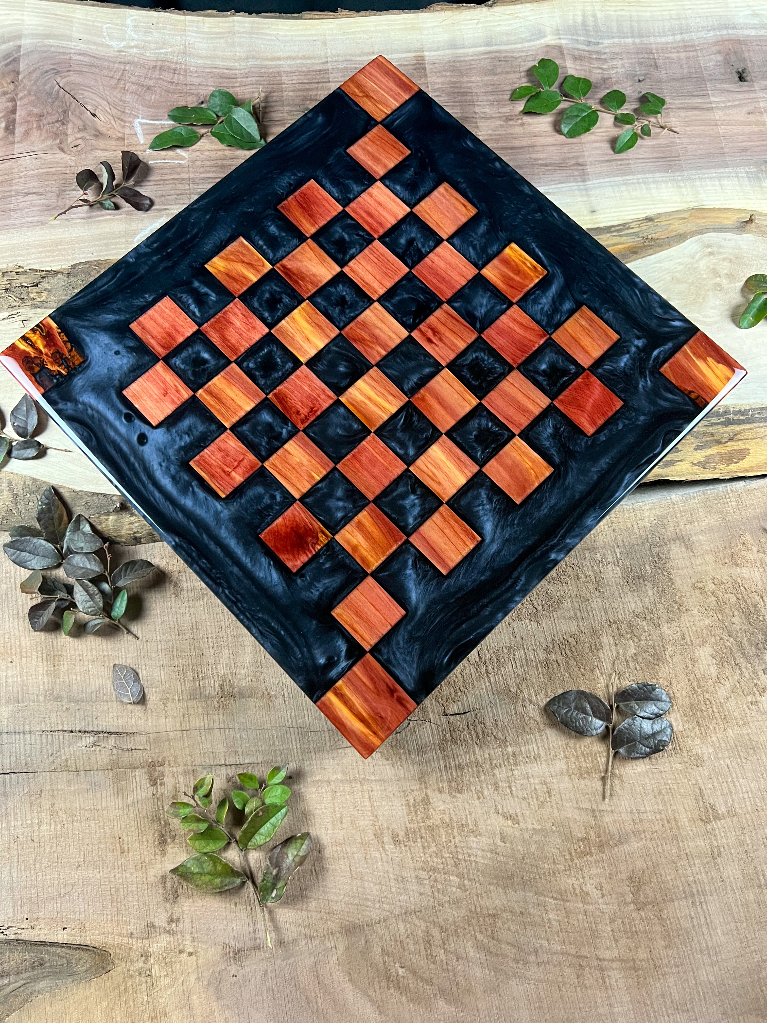 Aromatic Cedar Black Onyx Chess Board (Glass Chess Set Included)