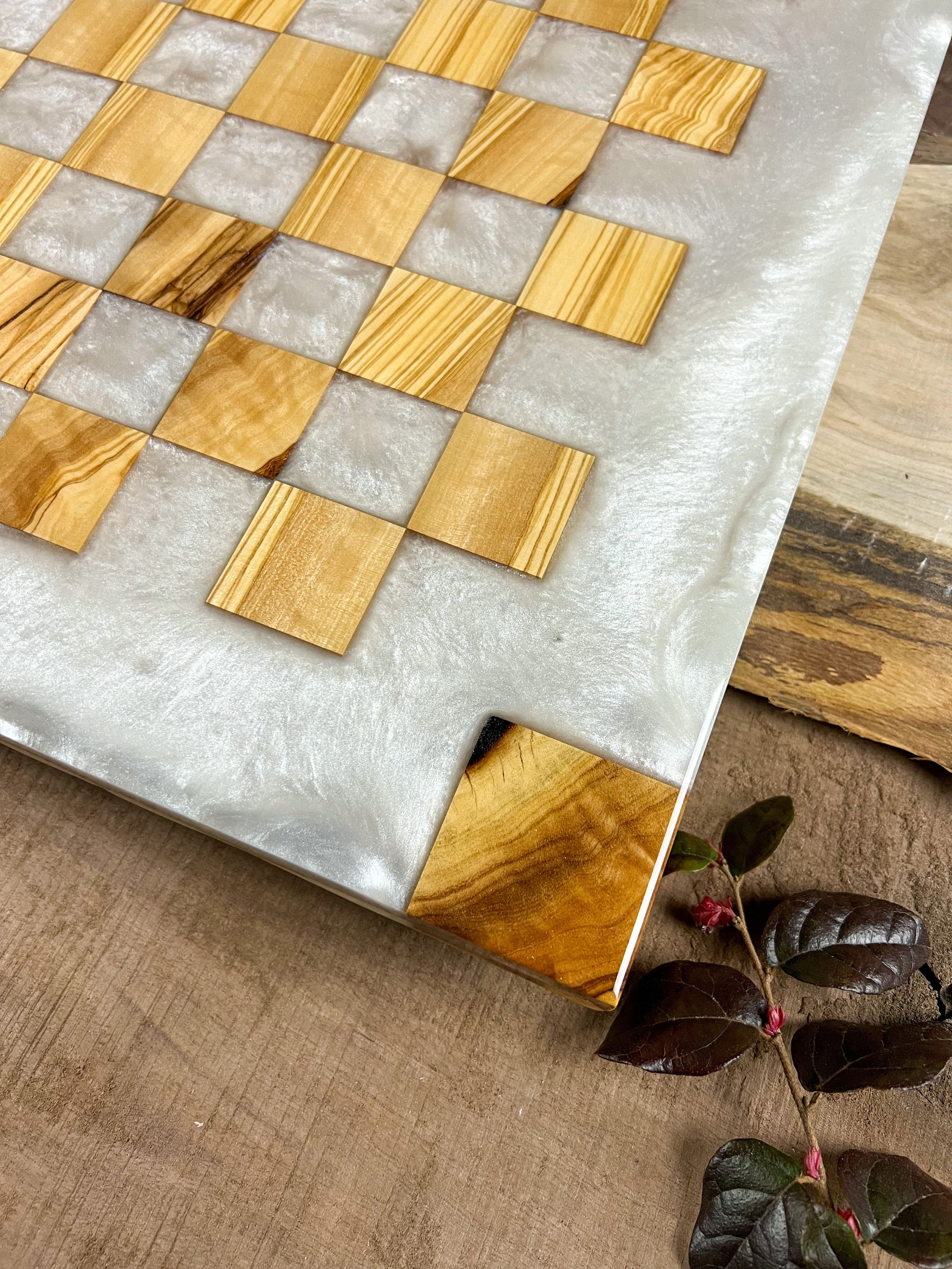Pure Pearl White Olive Wood Chess Board