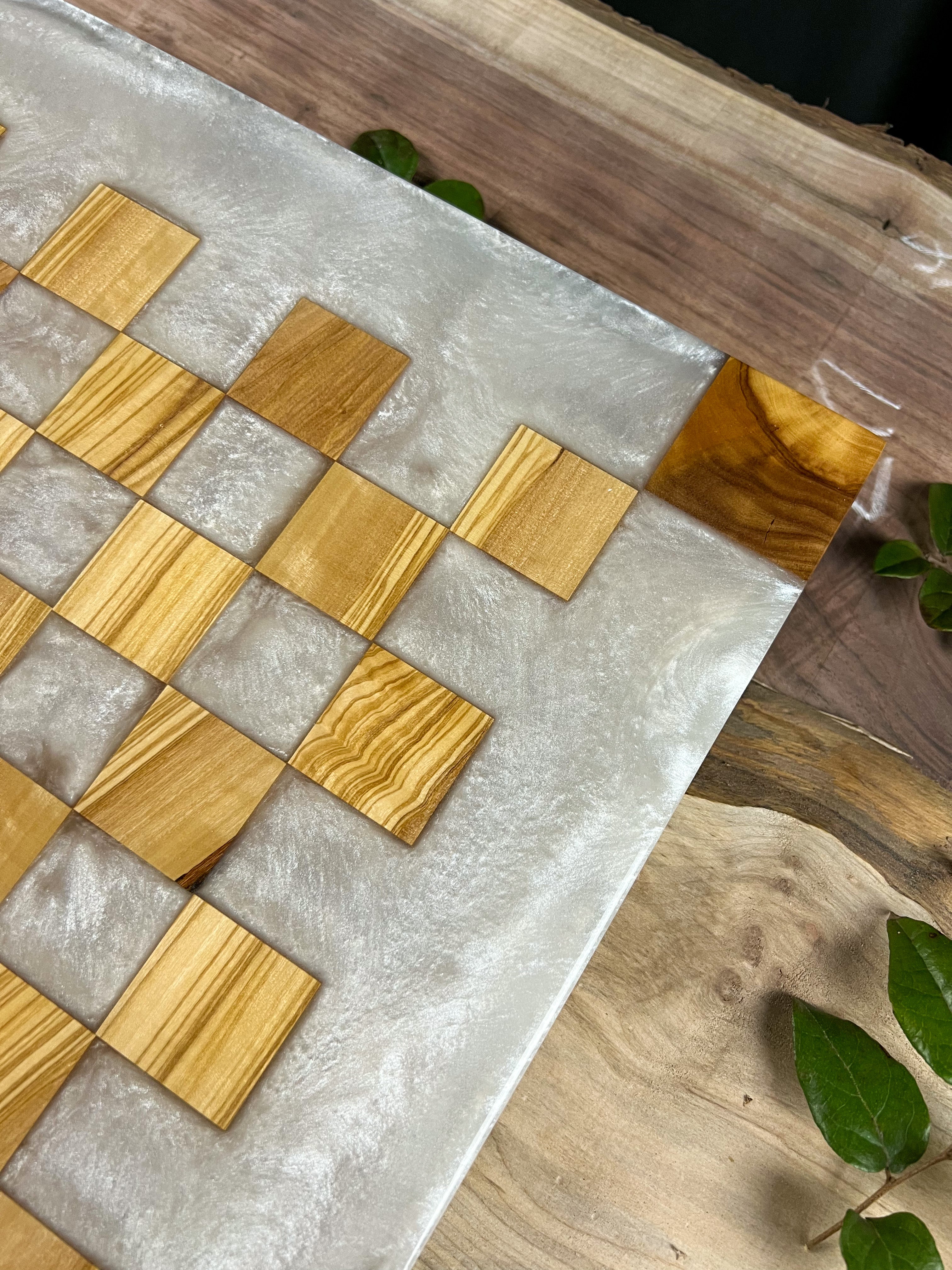 Pure Pearl White Olive Wood Chess Board