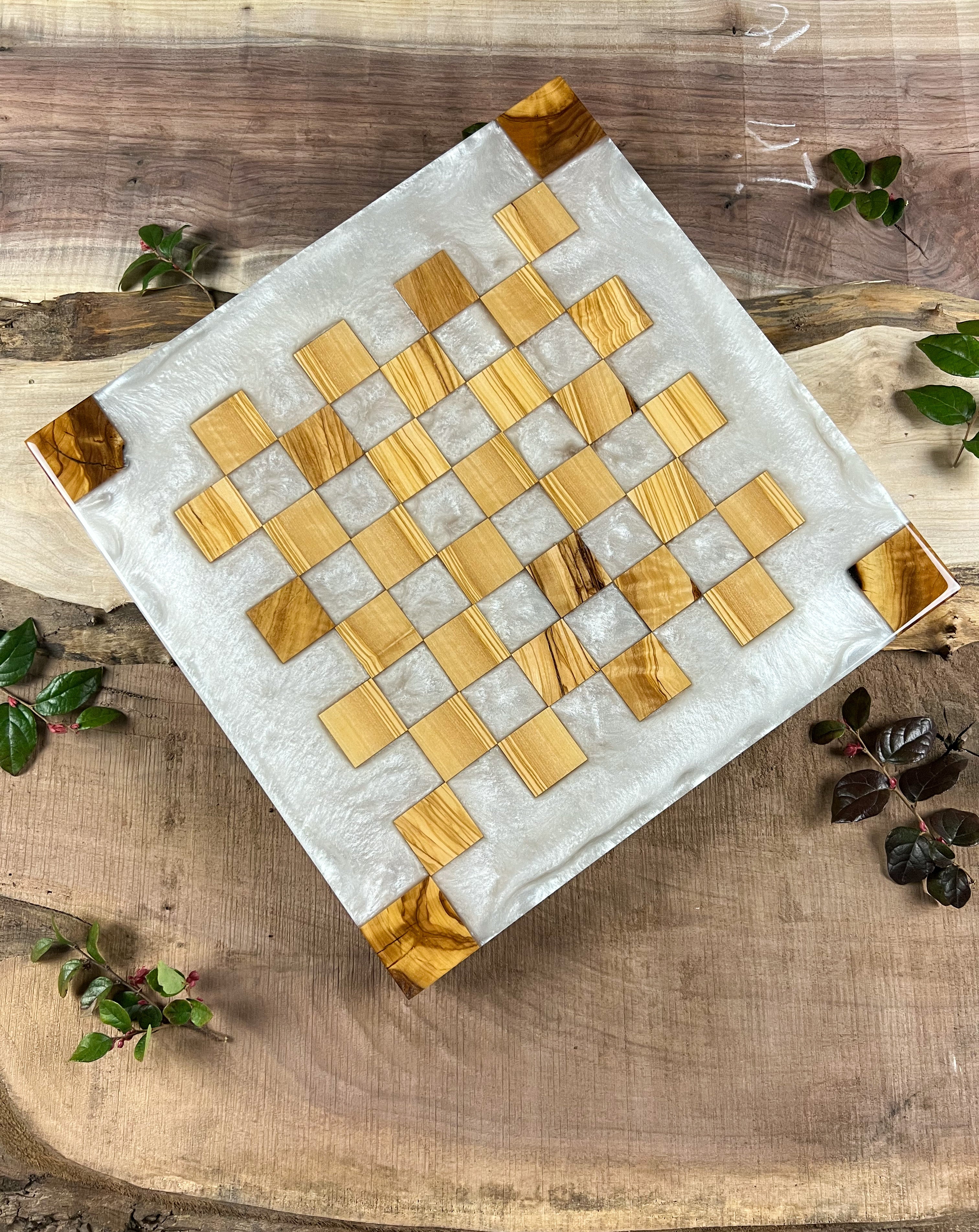 Pure Pearl White Olive Wood Chess Board