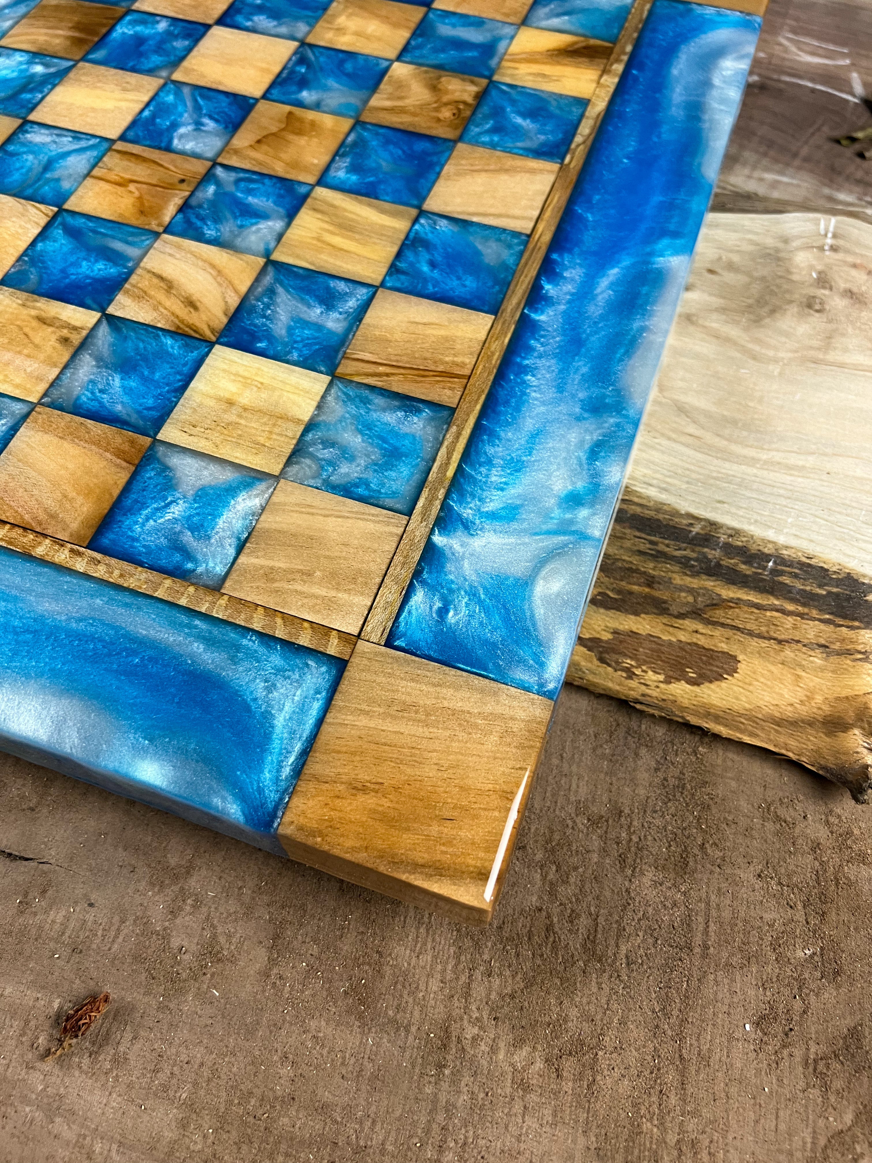 Ocean Cloud Maple Wood Chess Board (Glass Chess Set Included)