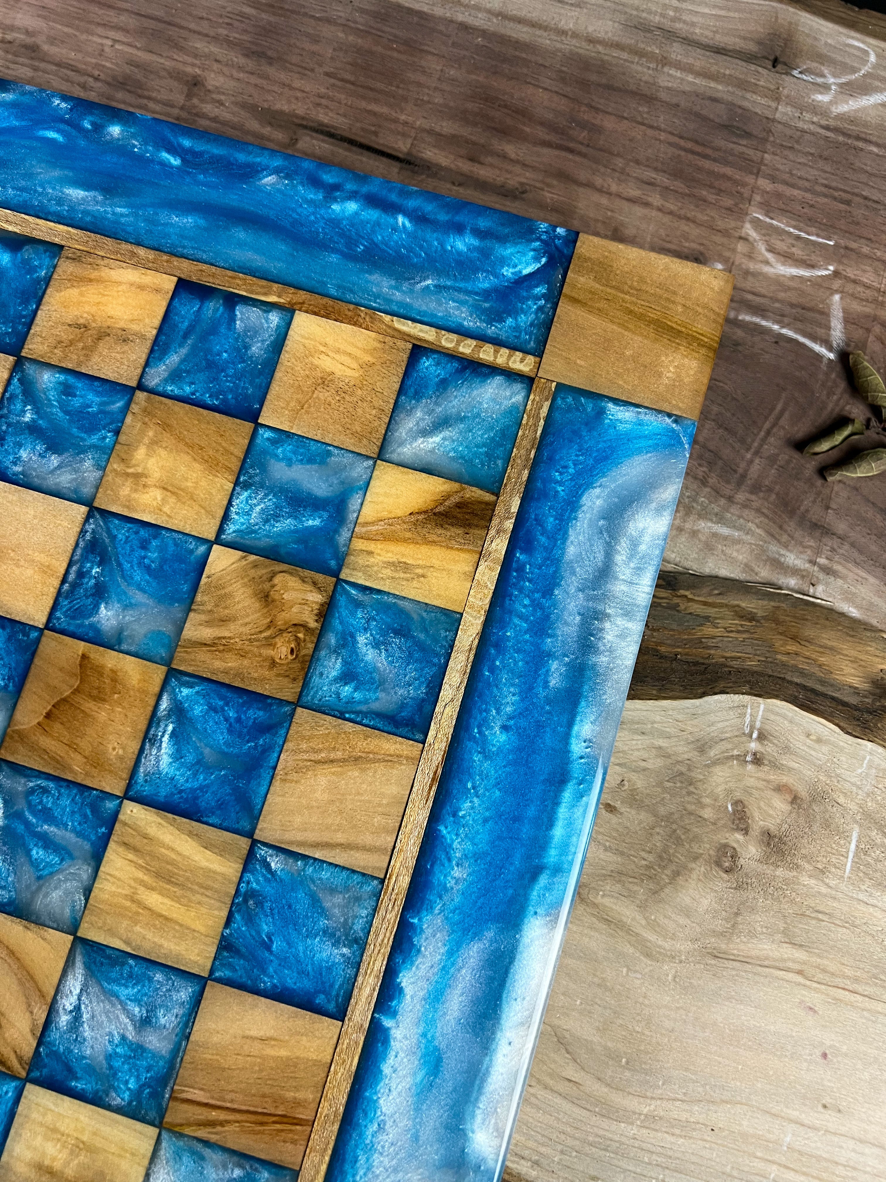 Ocean Cloud Maple Wood Chess Board (Glass Chess Set Included)