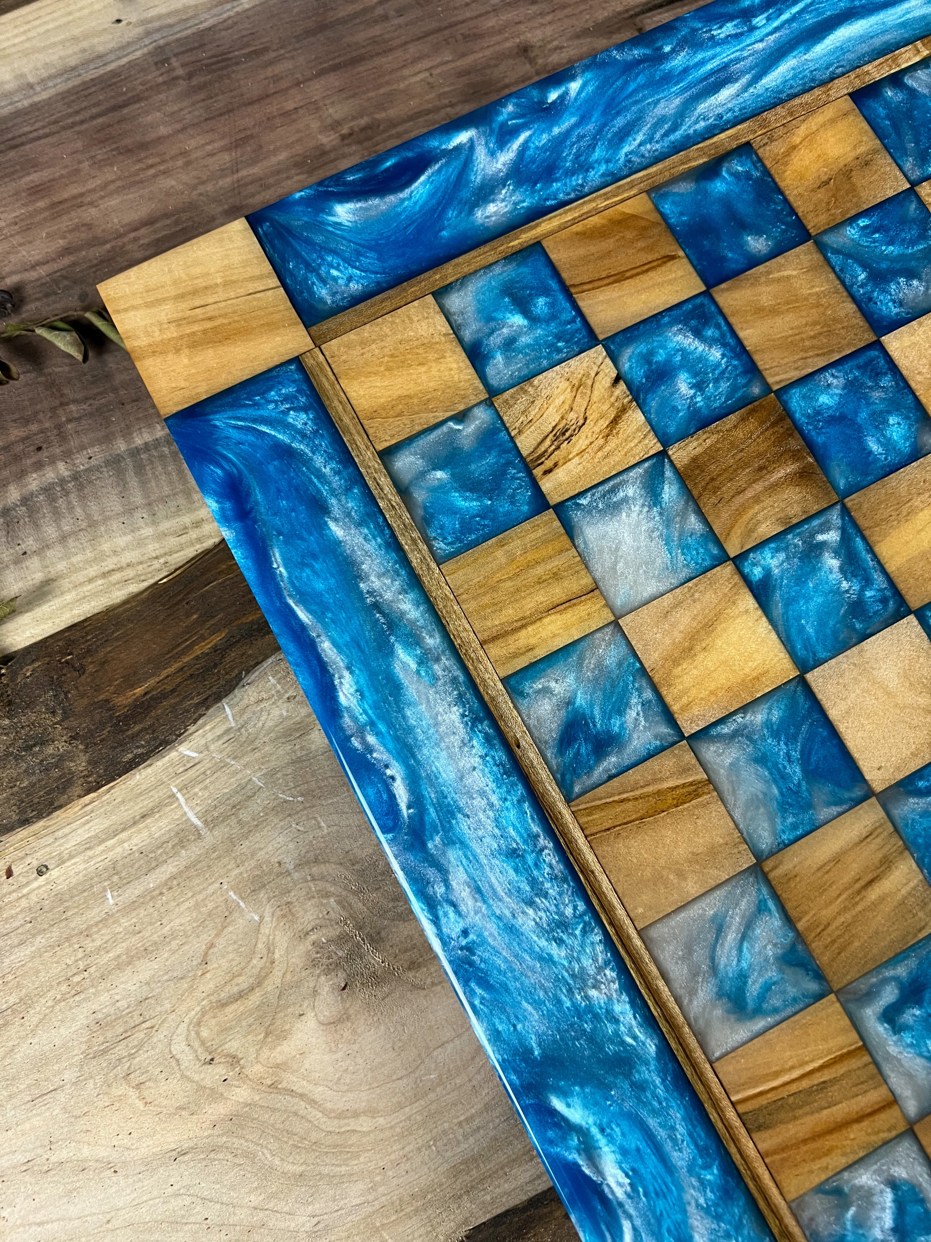 Ocean Cloud Maple Wood Chess Board (Glass Chess Set Included)