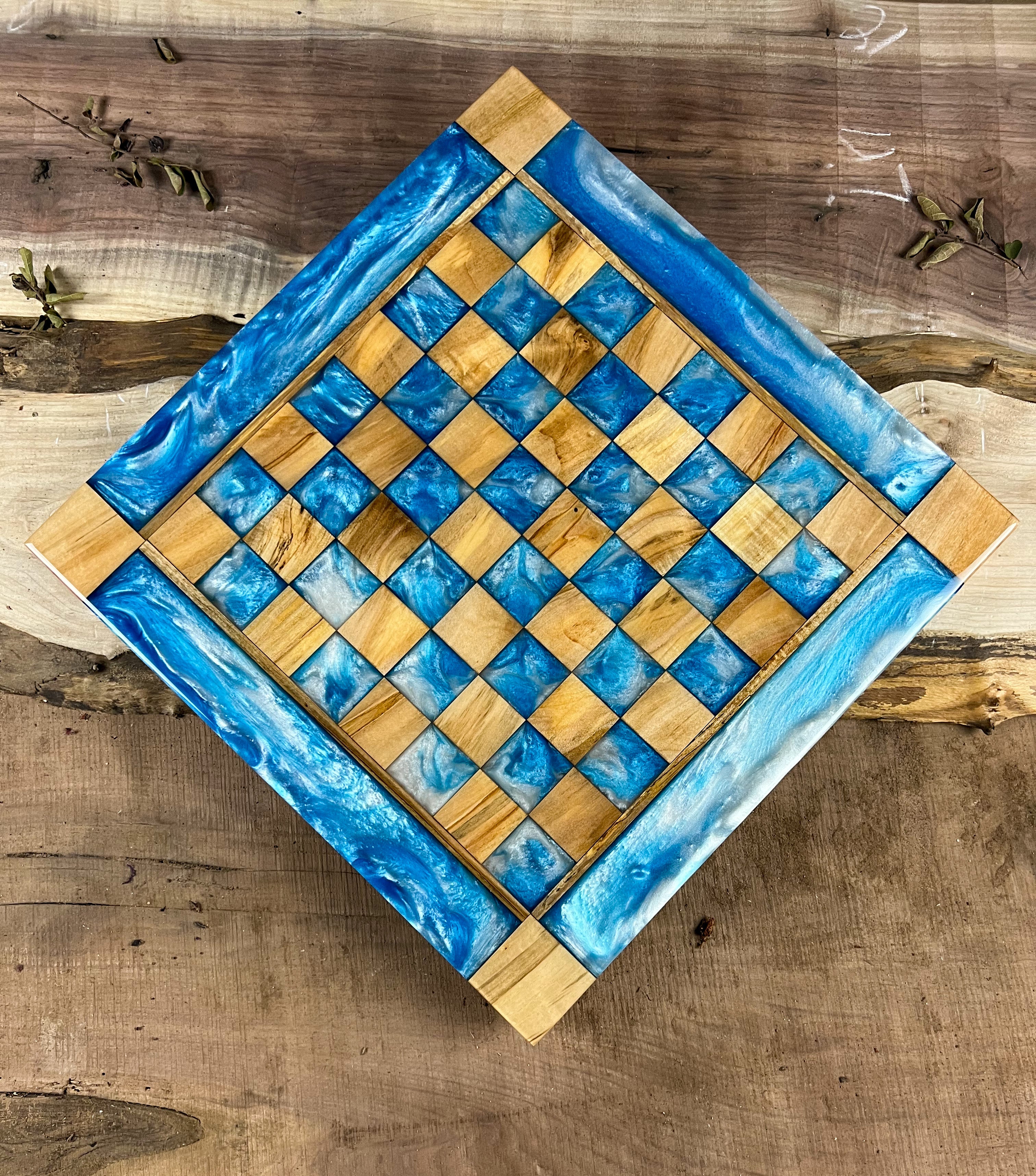 Ocean Cloud Maple Wood Chess Board (Glass Chess Set Included)