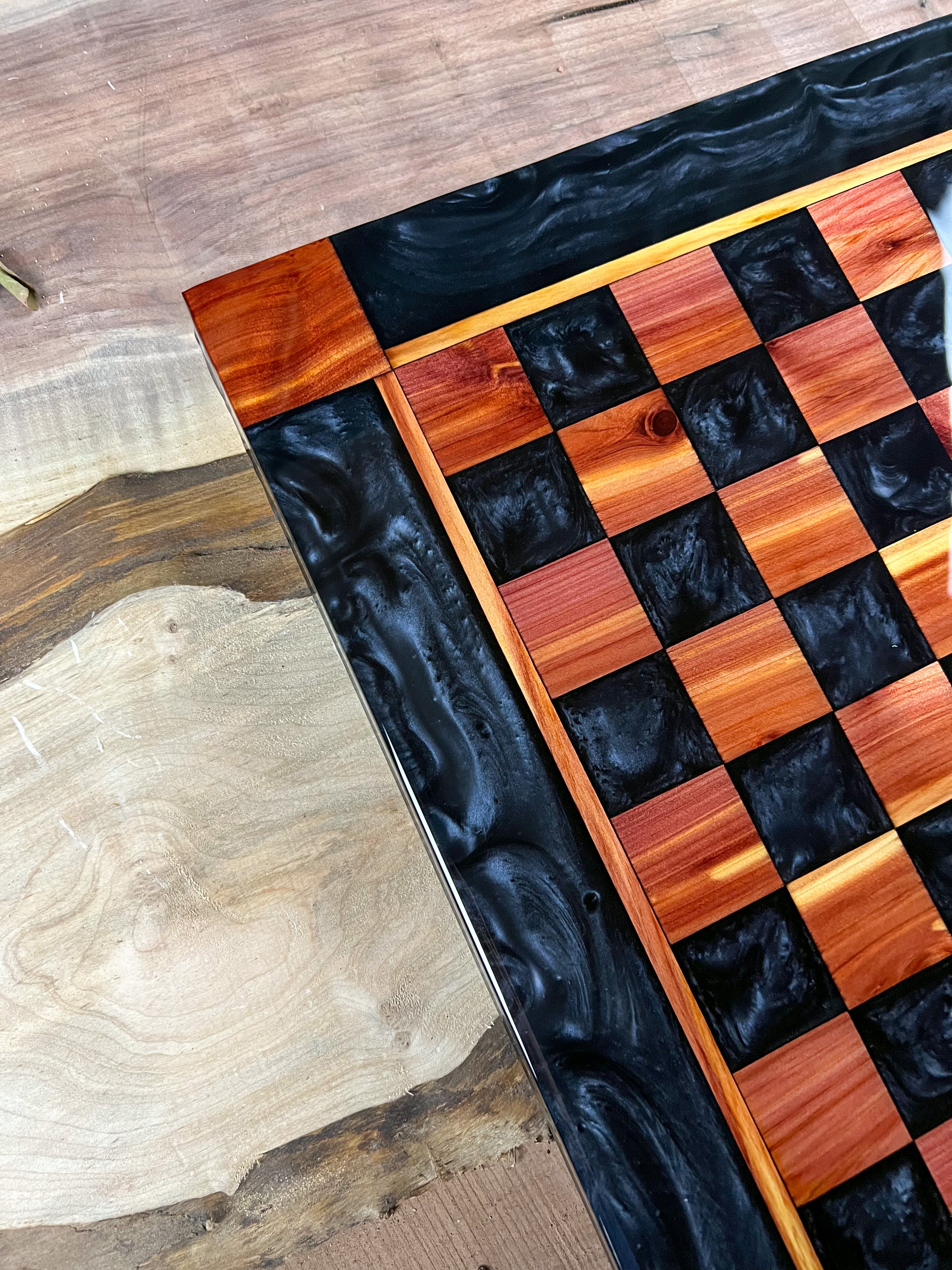 Black Onyx Cedar Chess Board (Glass Chess Set Included)