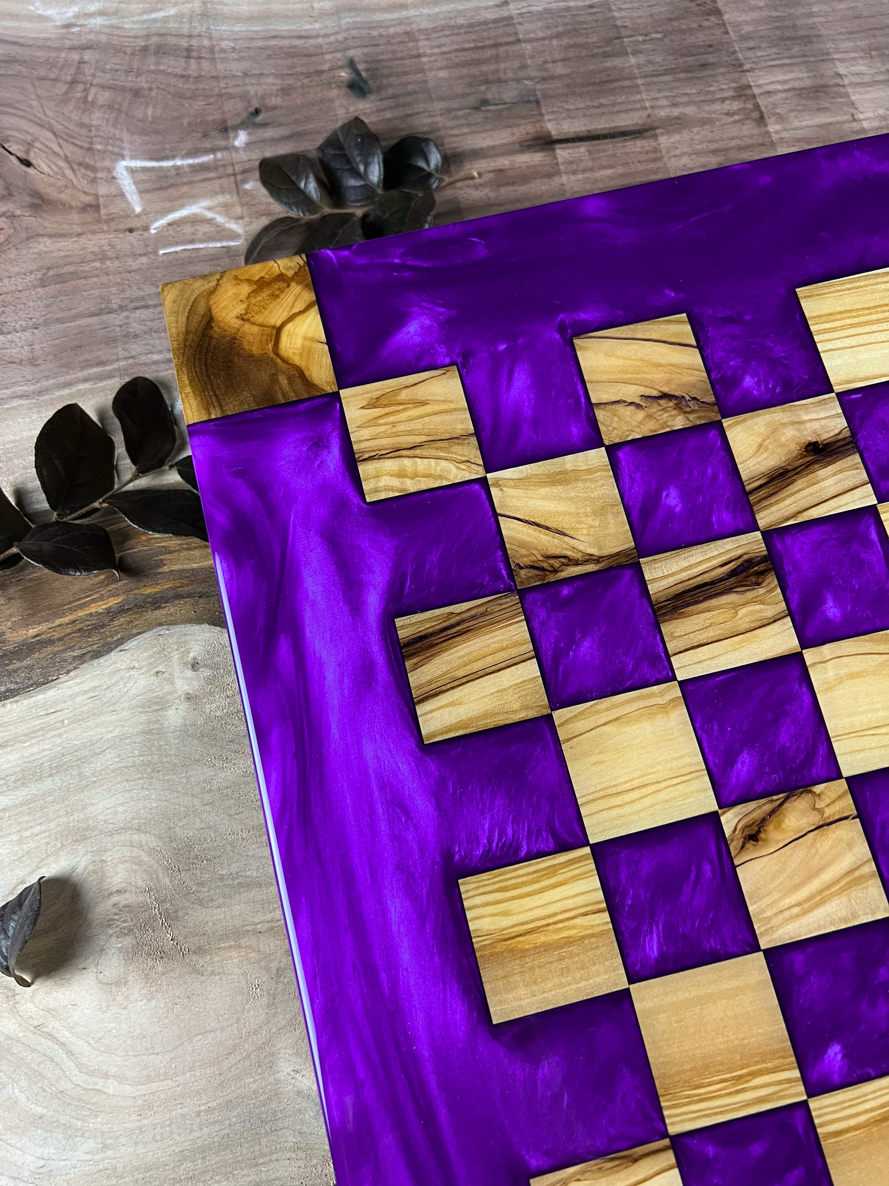 Purple Haze Olive Wood Chess Board