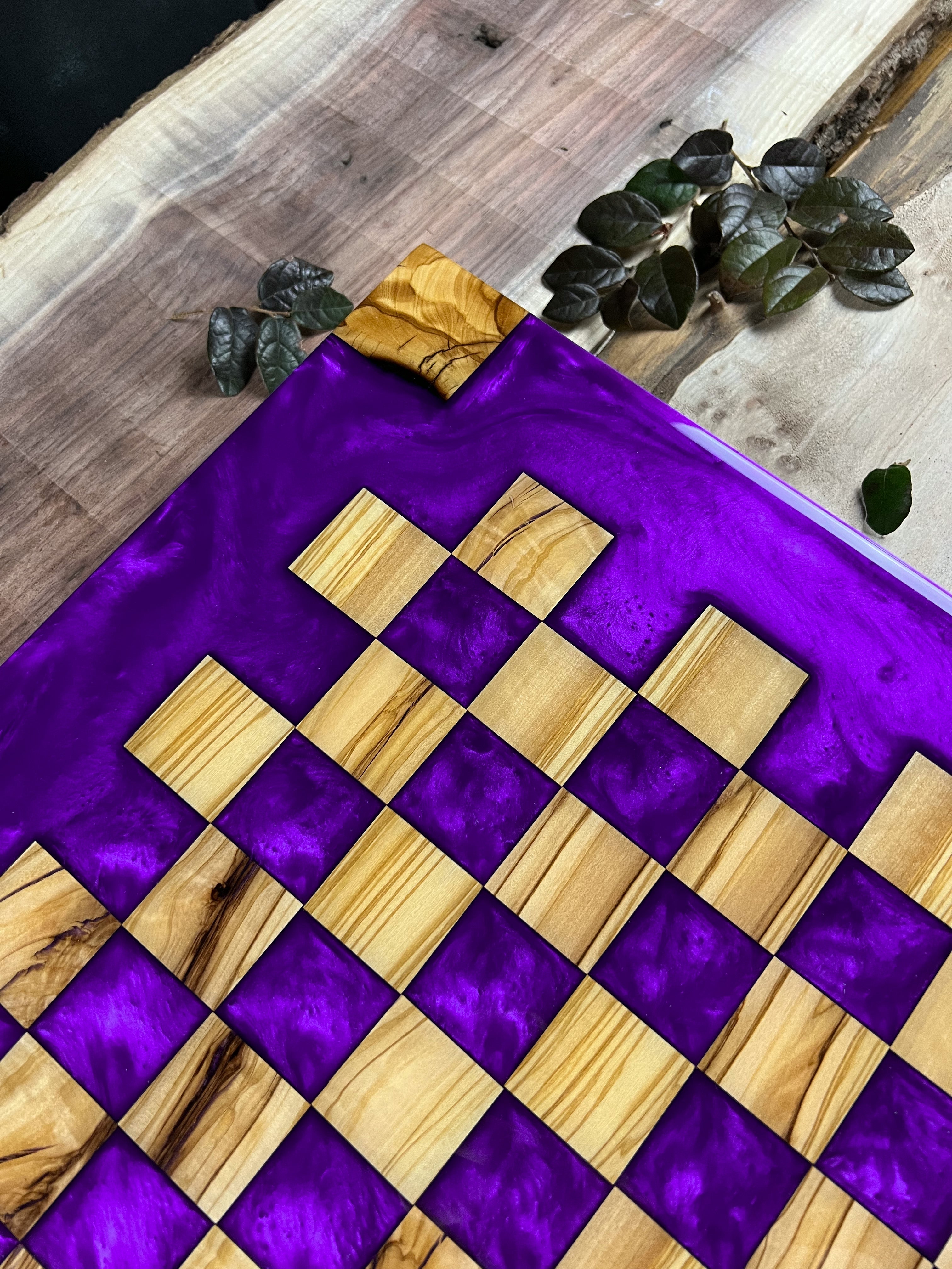 Purple Haze Olive Wood Chess Board