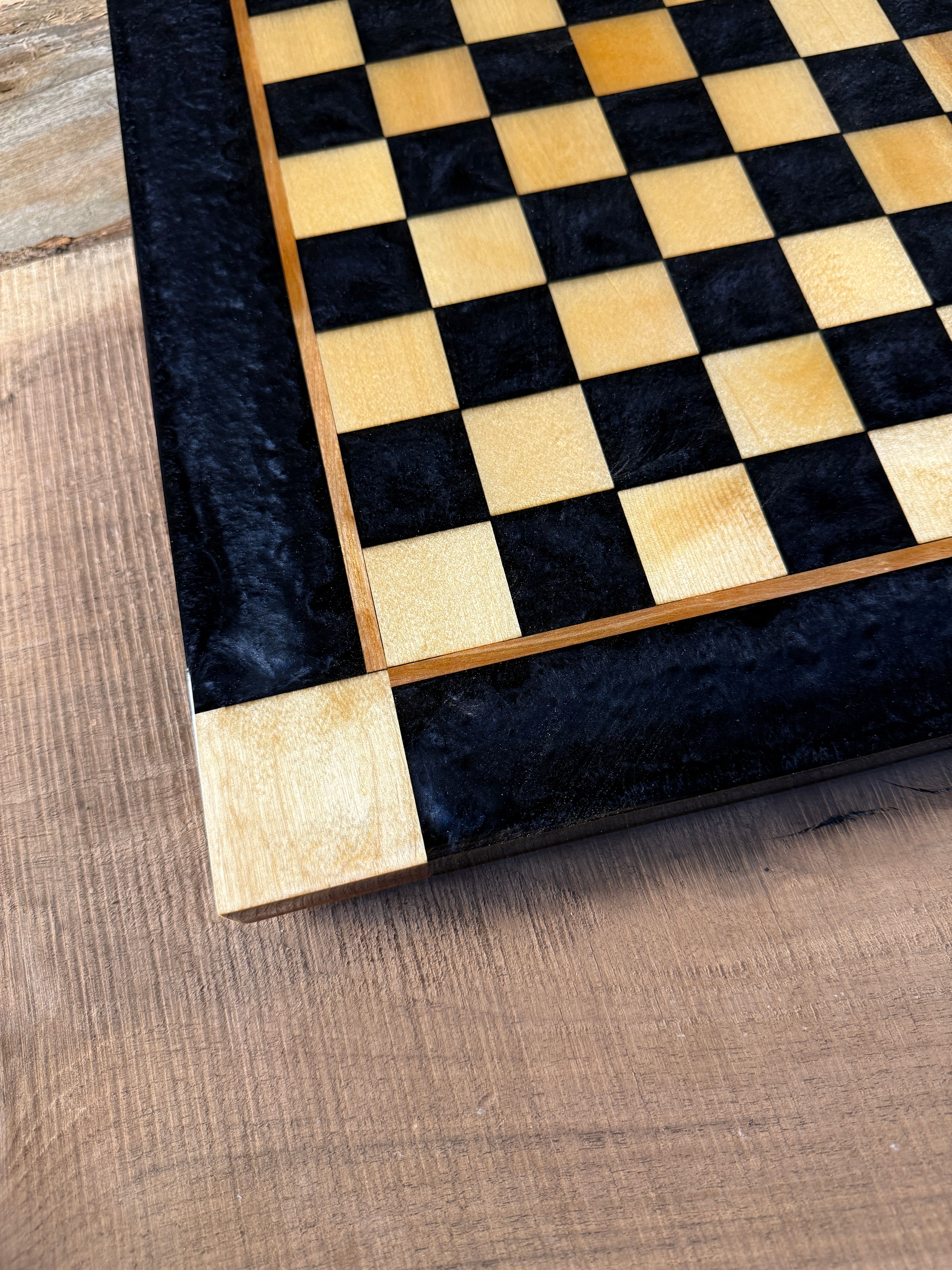 Black Onyx Maple Wood Chess Board (Glass Chess Set Included)