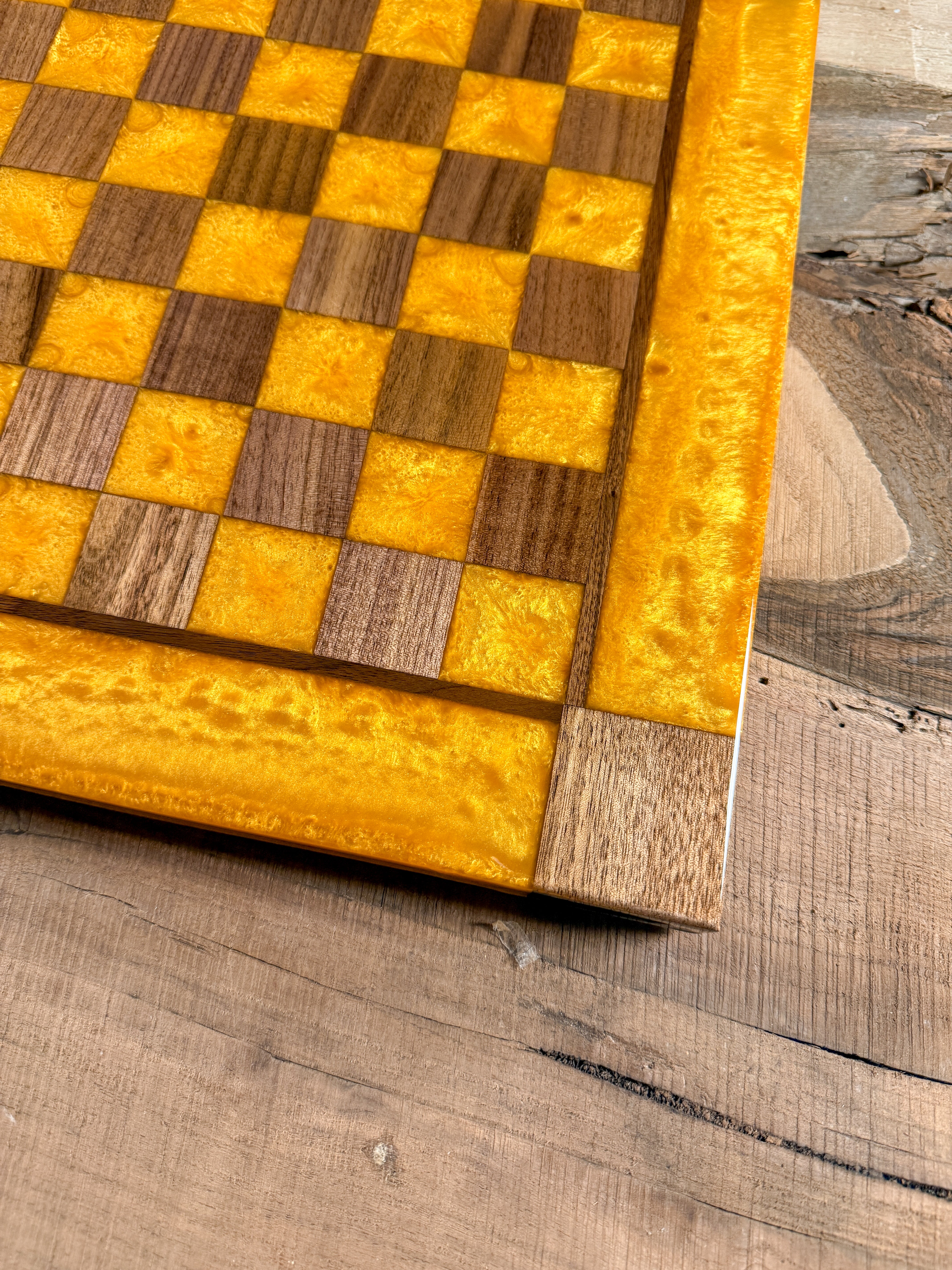 Gold Cloud Black Walnut Chess Board