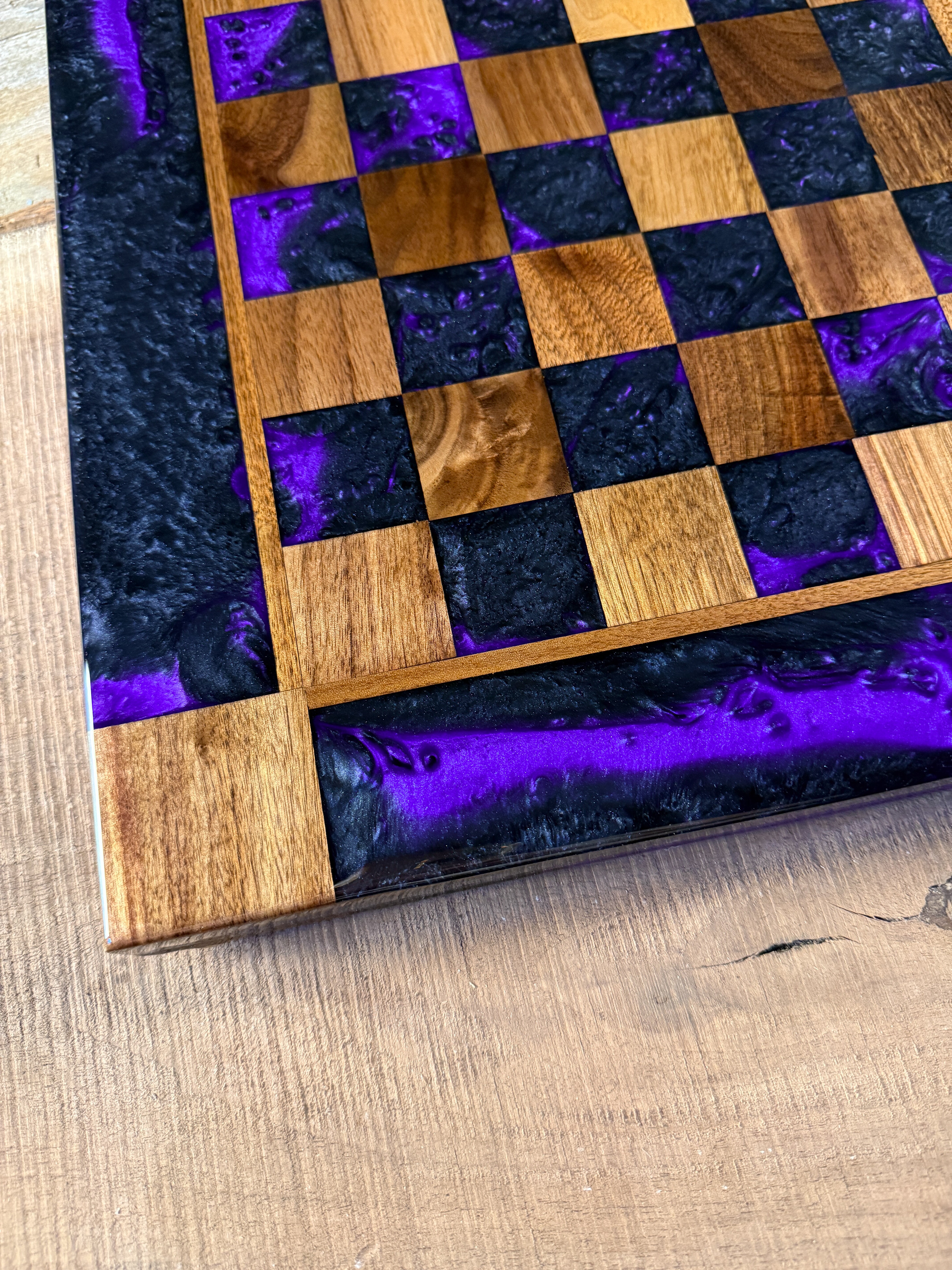 Black Onyx Purple Haze Walnut Chess Board (Chess Set Included)
