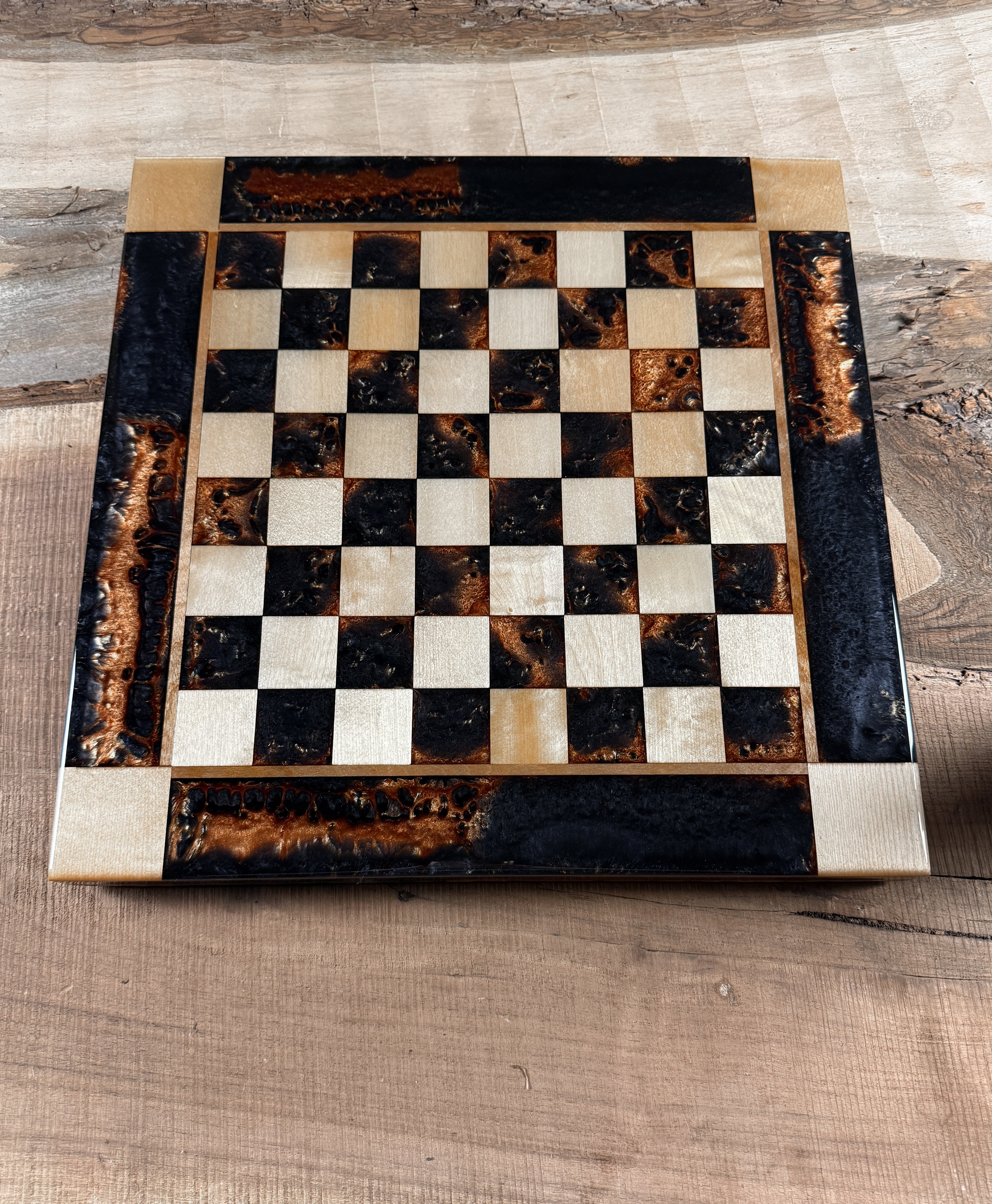Black Onyx Copper Maple Wood Chess Board