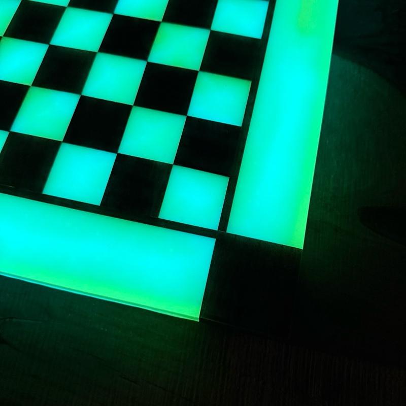 Glow in the Dark Walnut Chess Board (INCLUDES PIECES)