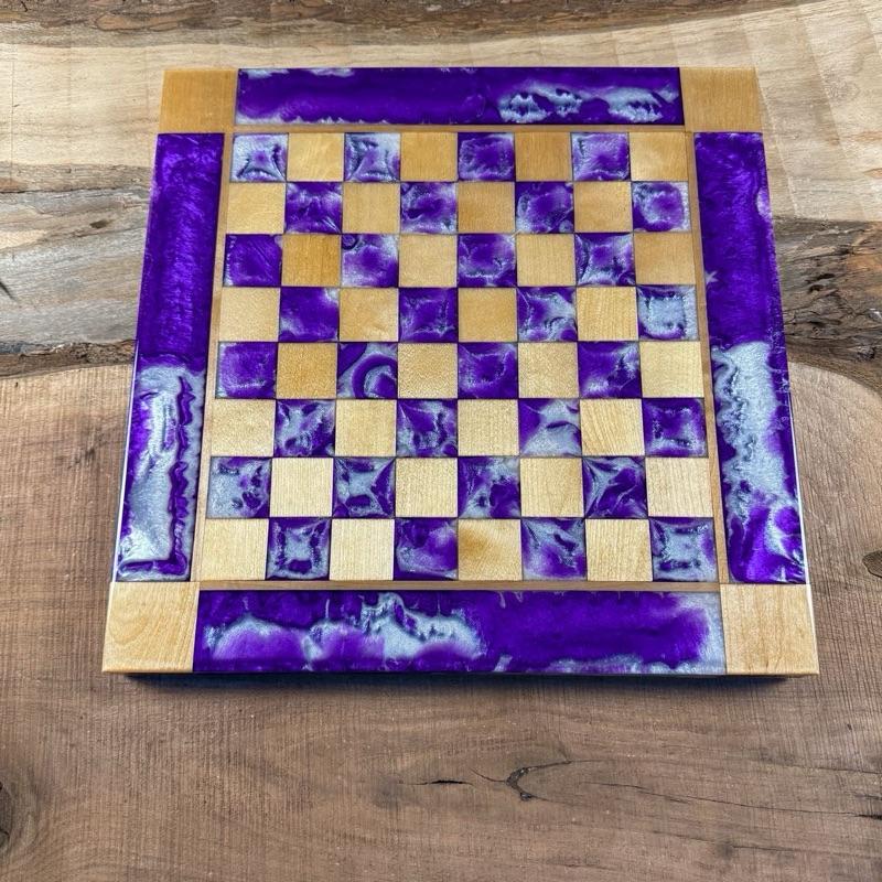 Purple Haze Pearl White Maple Wood Chess Board (INCLUDES PIECES)