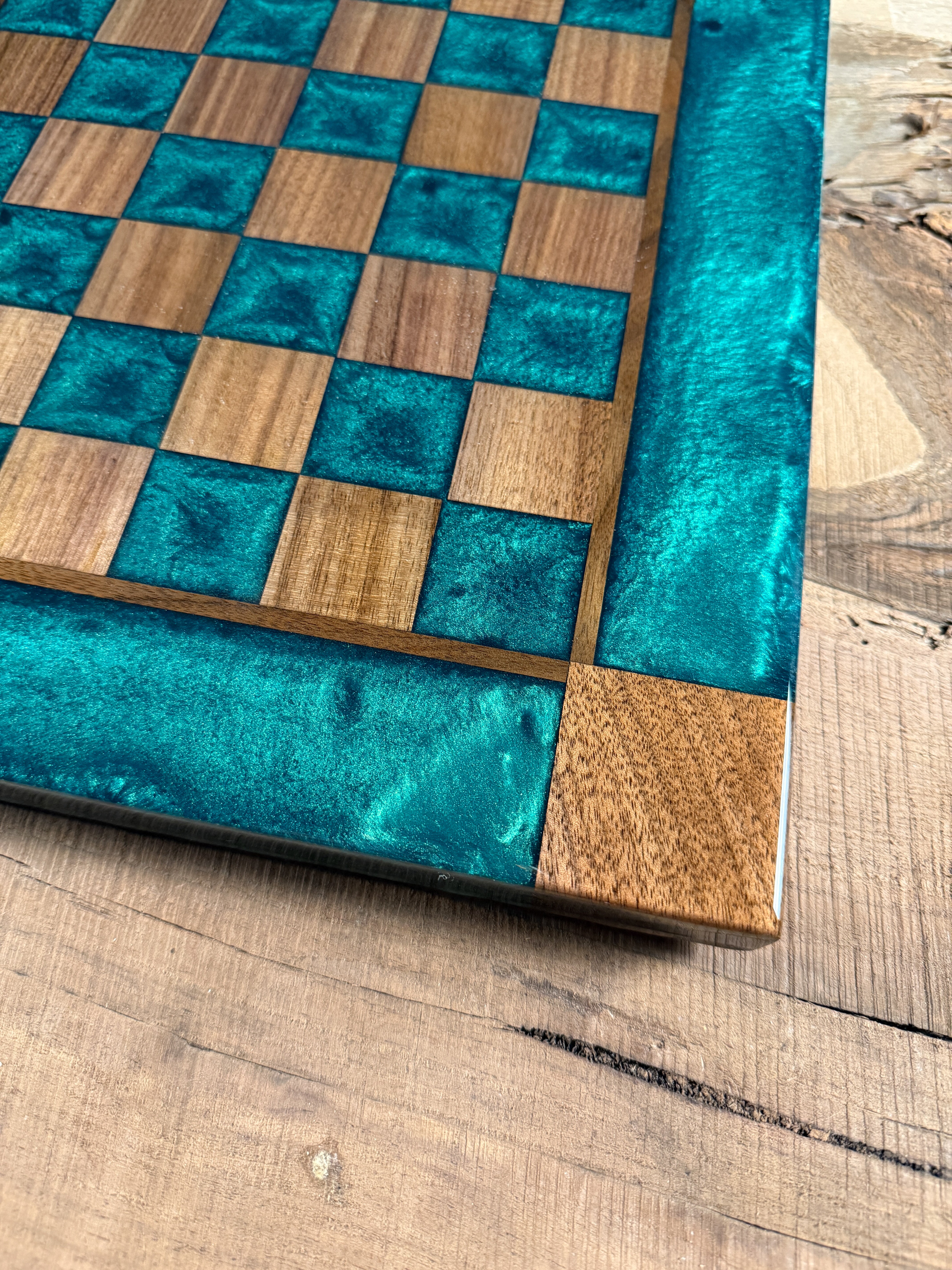 Emerald Green Black Walnut Chess Board