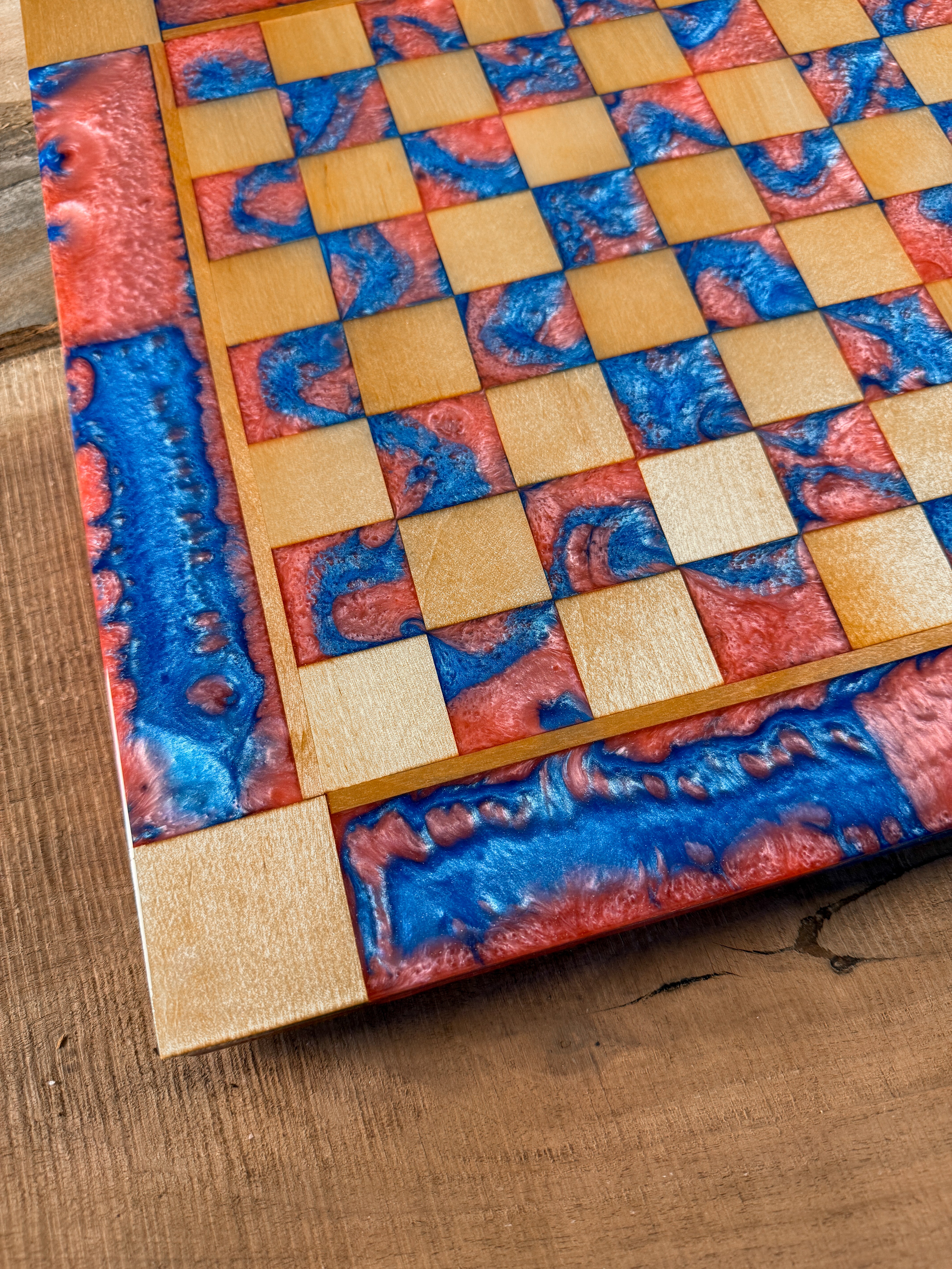 Cotton Candy Maple Wood Chess Board (INCLUDES PIECES)
