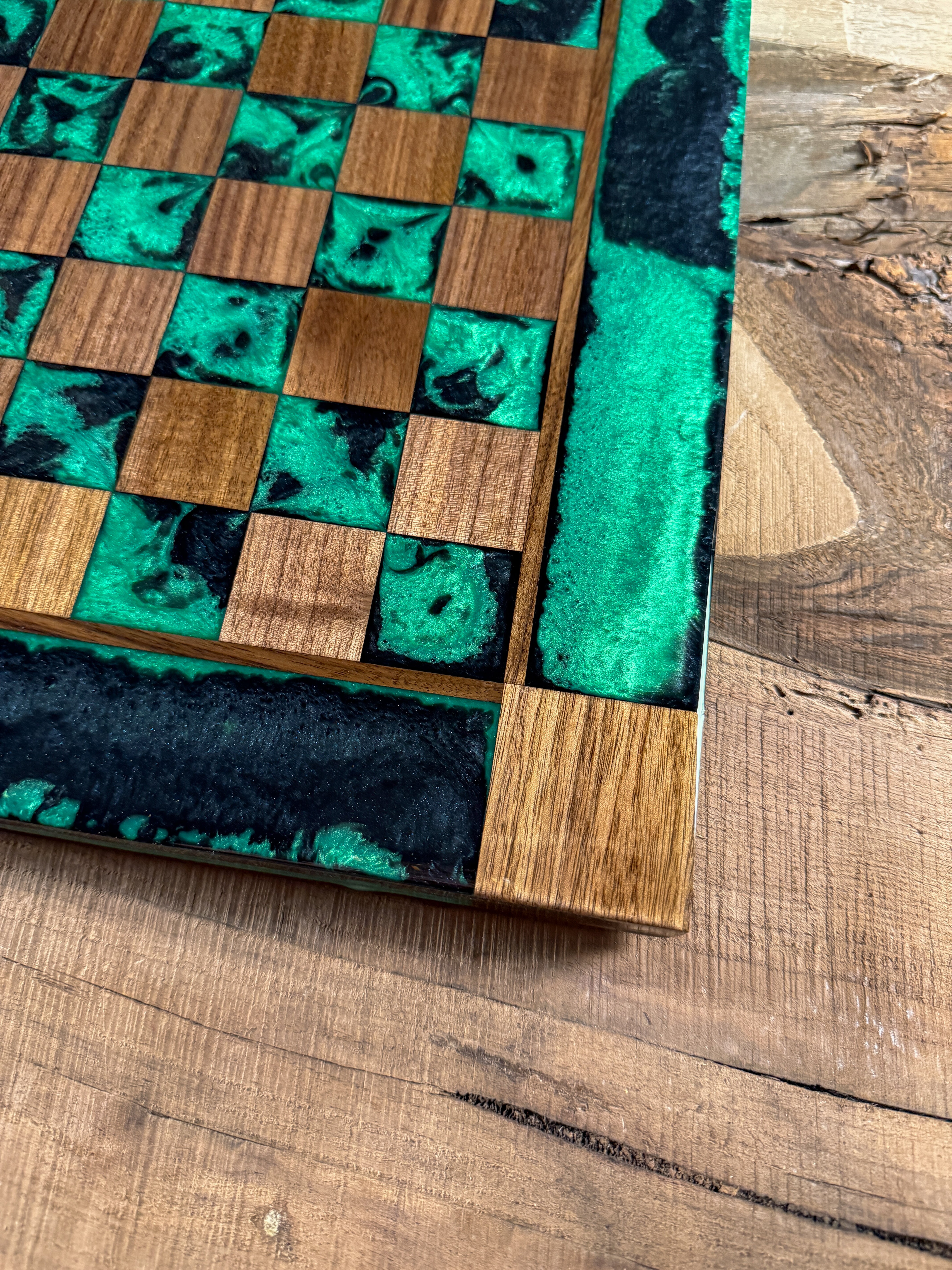 Jungle Black Onyx Walnut Chess Board