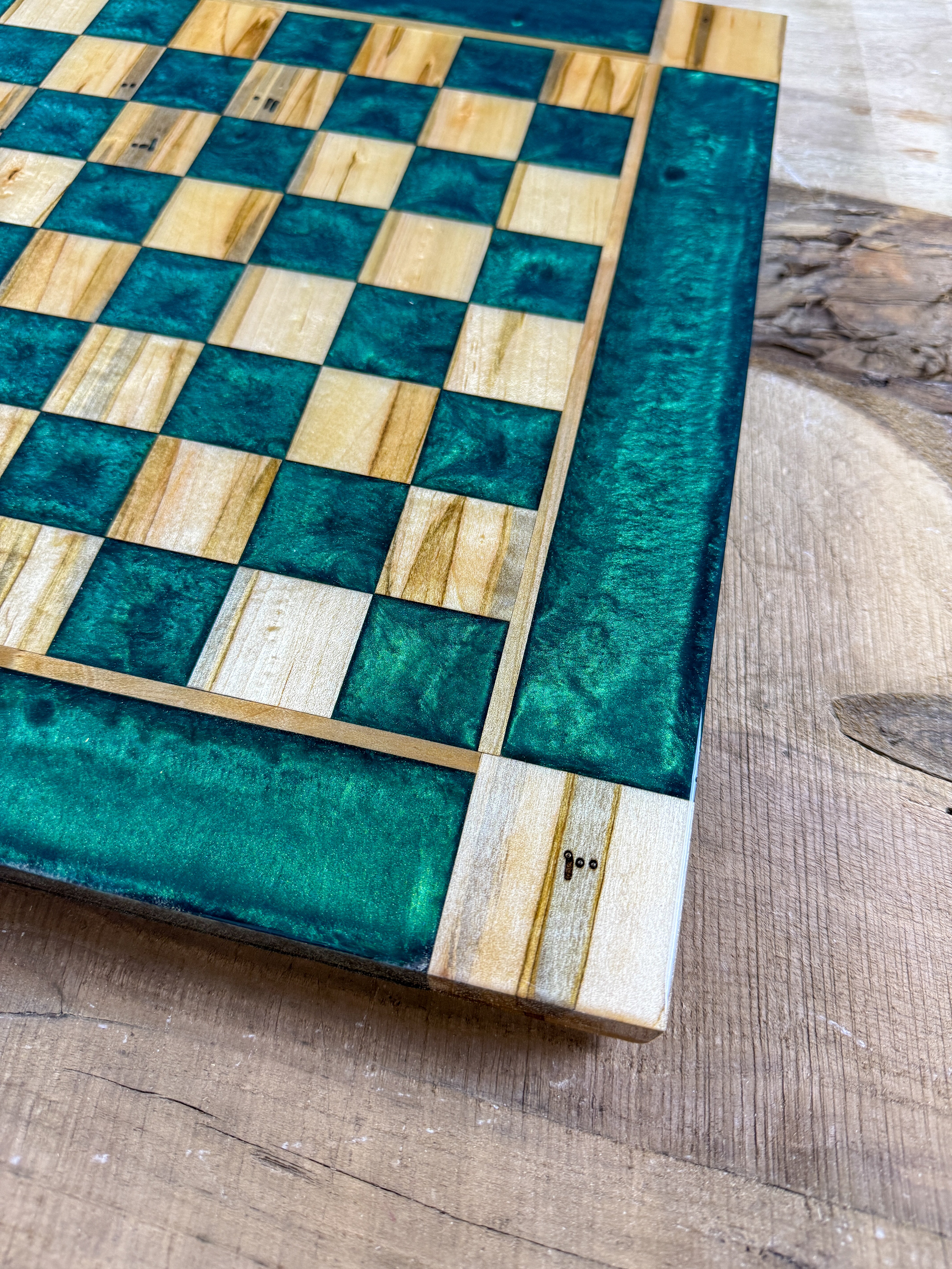 Emerald Green Maple Wood Chess Board (Glass Chess Set Included)