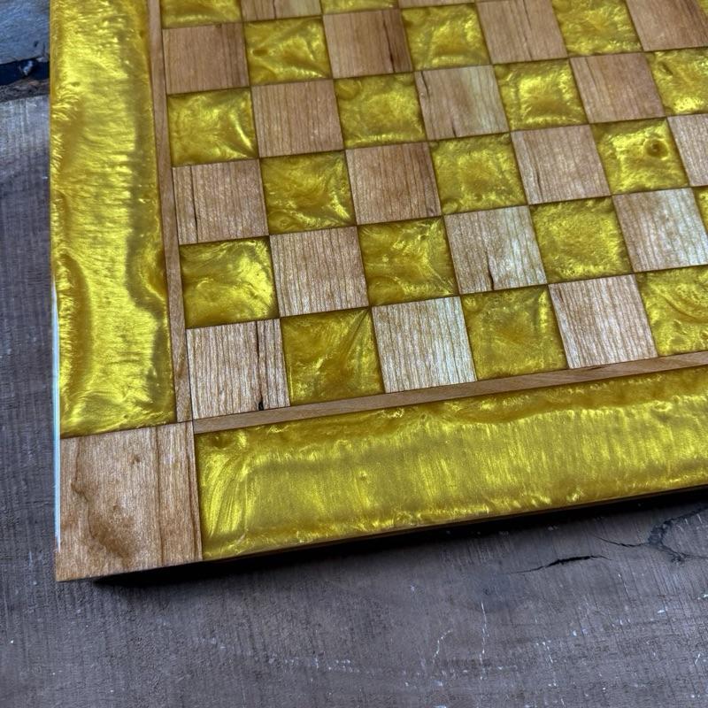 Golden Cherry Wood Chess Board (INCLUDES PIECES)