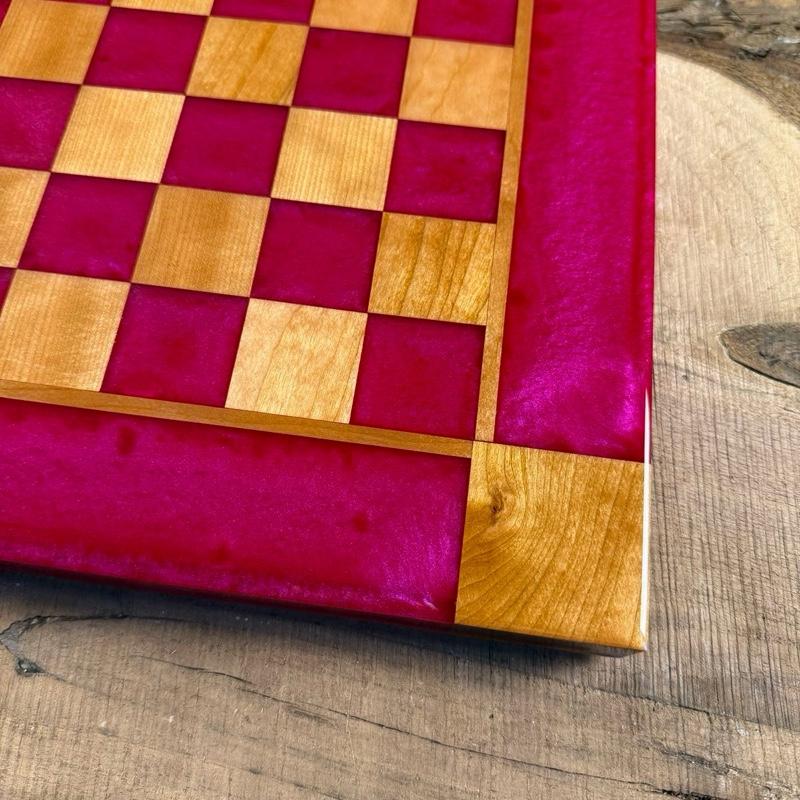 Raging Rose Cherry Chess Board Includes Pieces United States Crafted Chessboard