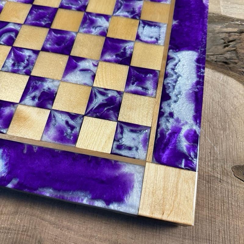 Purple Haze Pearl White Maple Wood Chess Board (INCLUDES PIECES)