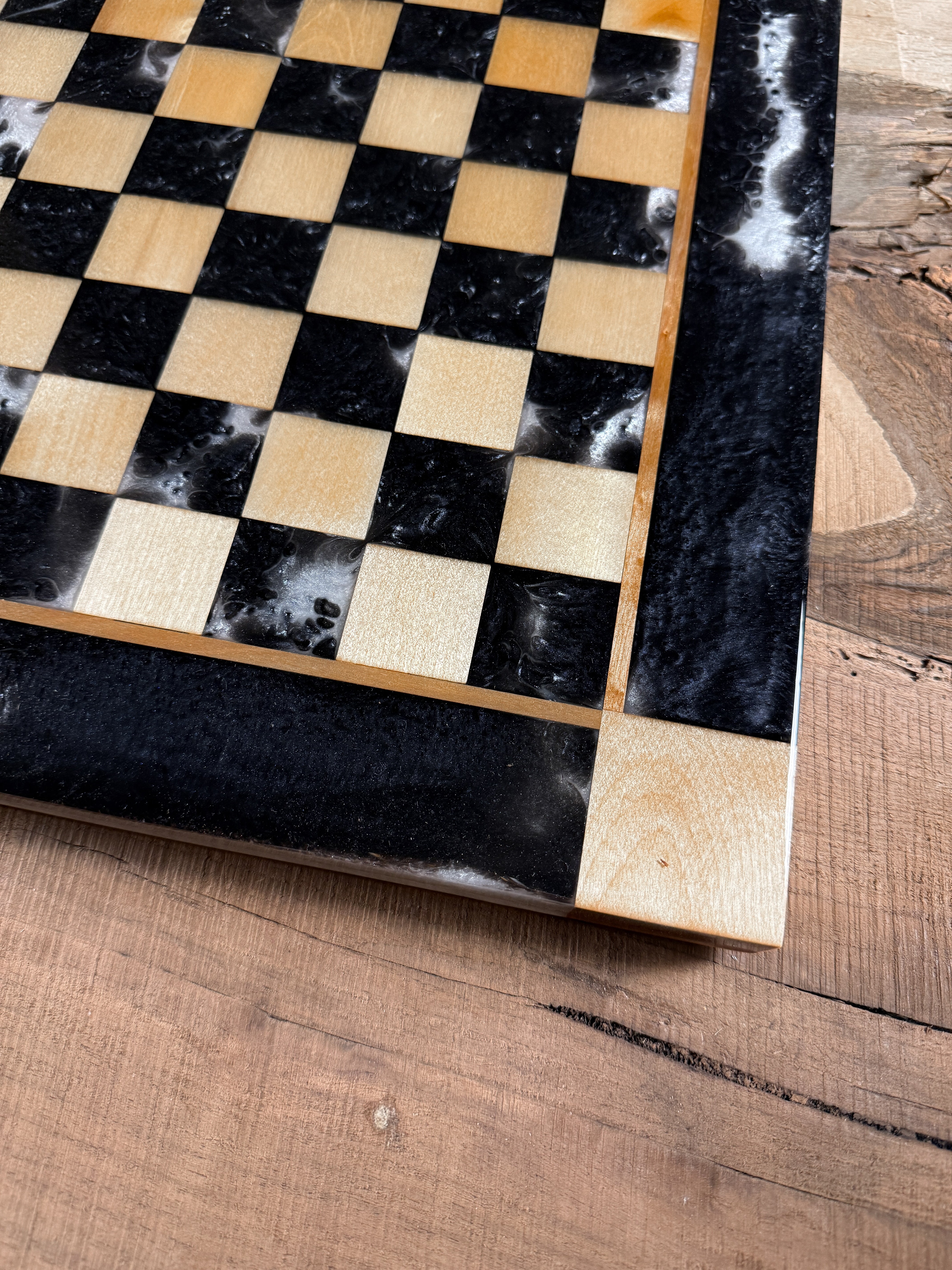 Maple Wood Pearl Black Onyx Chess Board